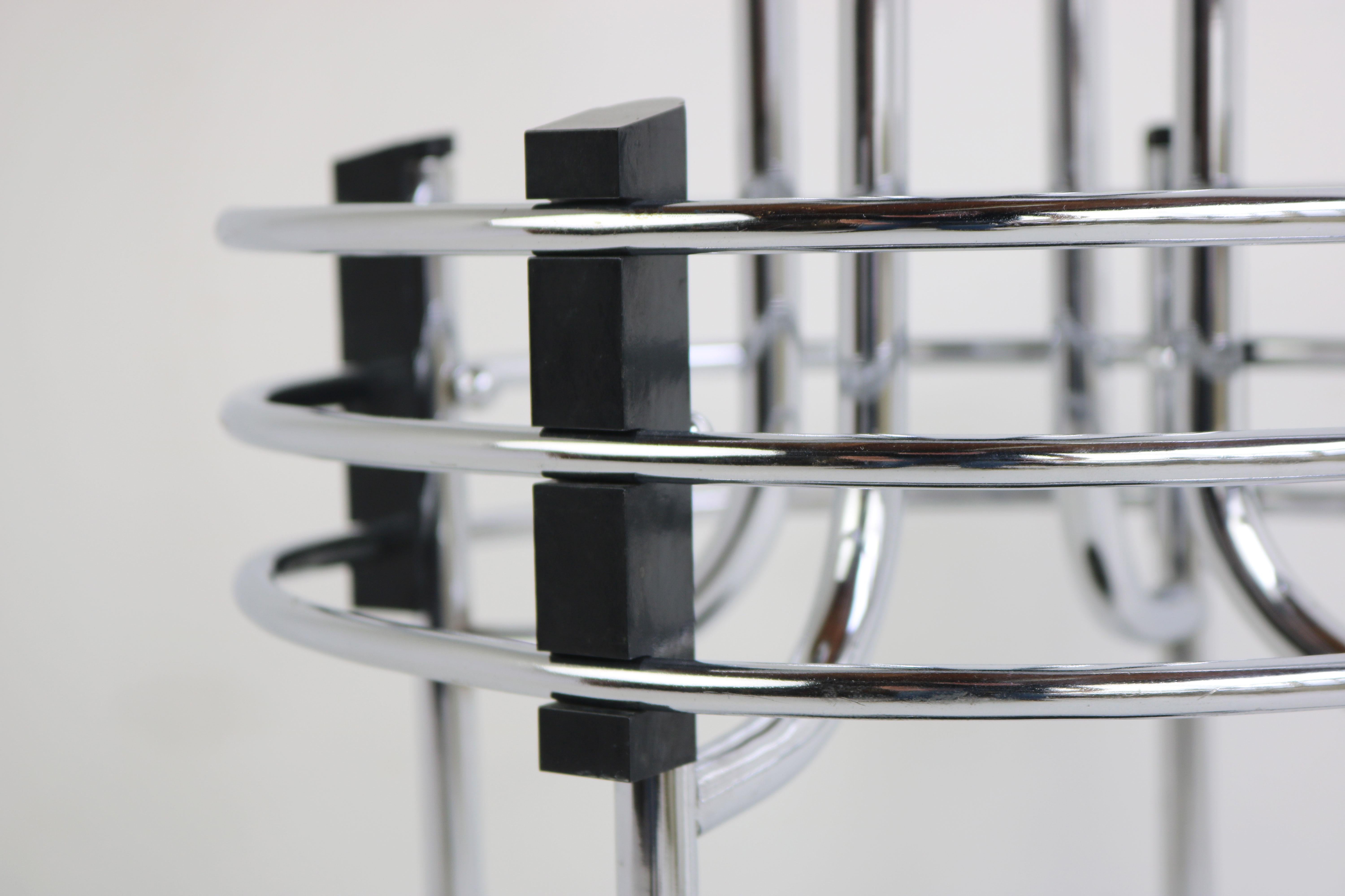 Belgian Rare Antiqu Art Deco Umbrella Holder / Plant Stand by Demeyere 1930 Chrome Rack For Sale