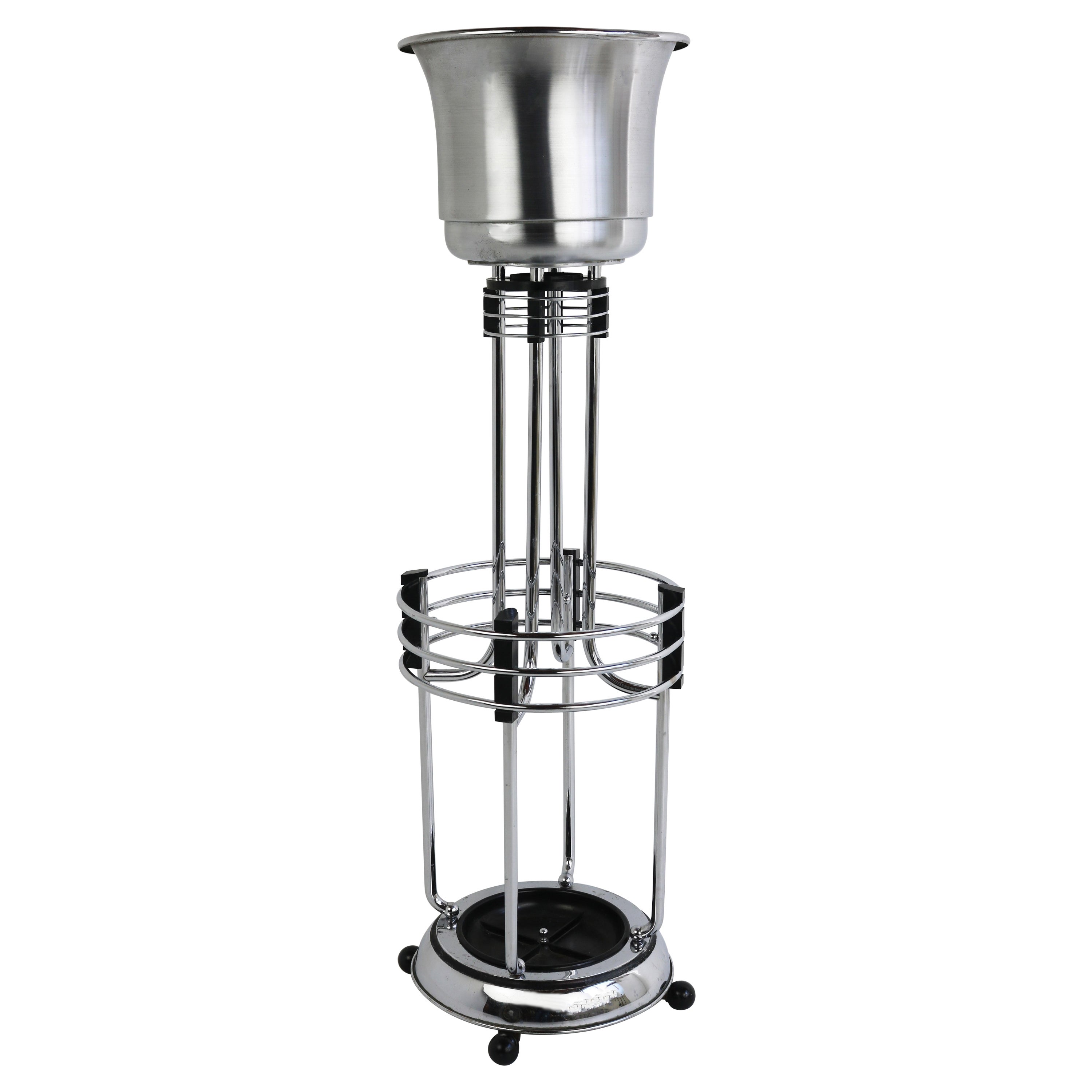 Rare Antiqu Art Deco Umbrella Holder / Plant Stand by Demeyere 1930 Chrome Rack