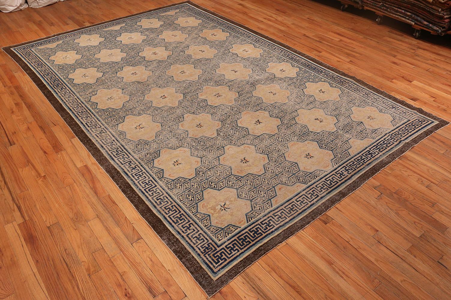 Hand-Knotted Rare Antique 17th Century Chinese Ningxia Carpet
