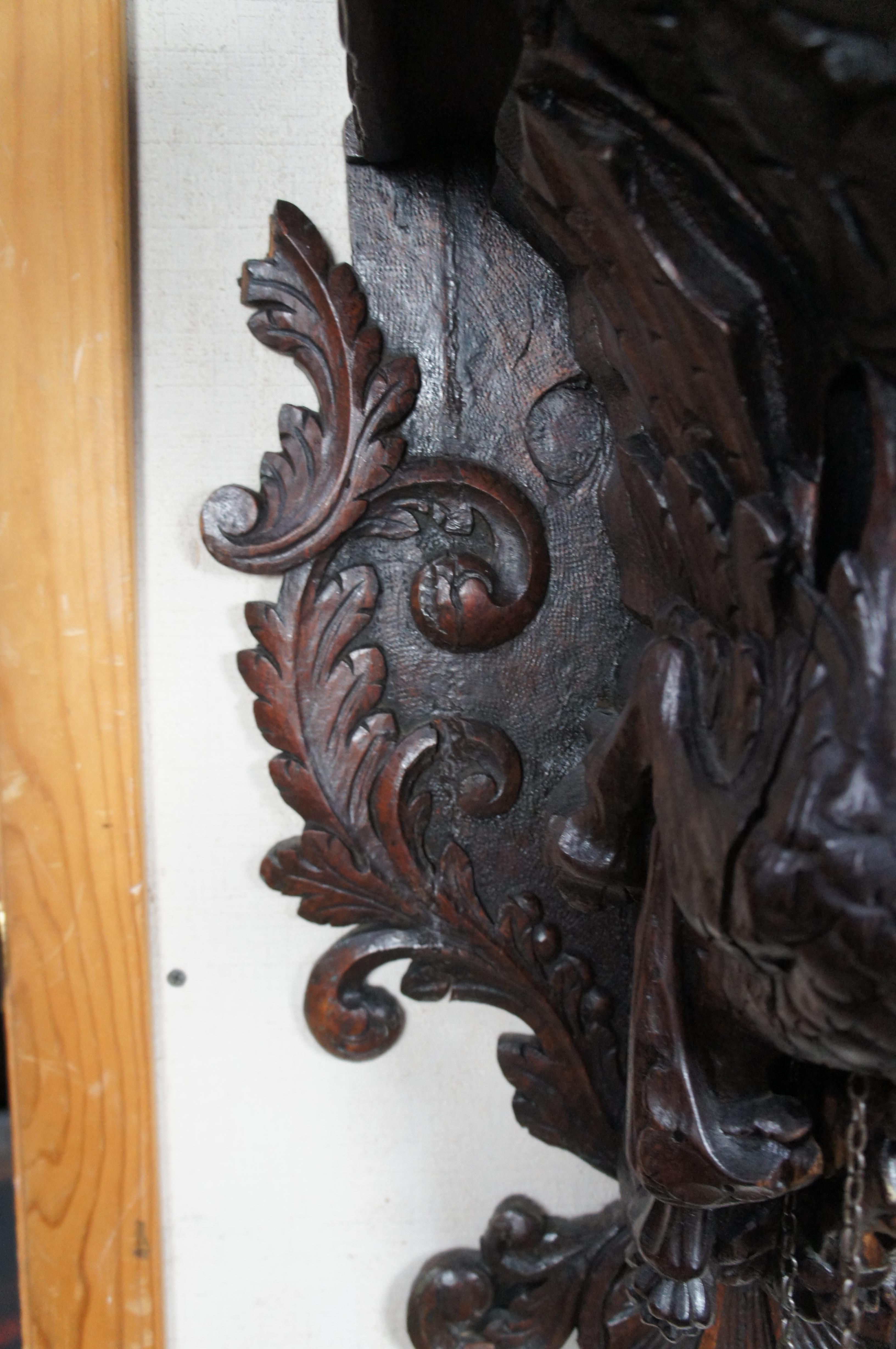 Rare 17th Century Antique Figural Griffon Carved Oak Brass Lantern Clock 58