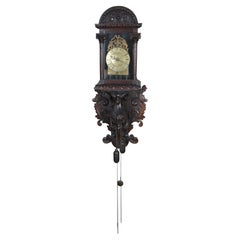 Rare 17th Century Antique Figural Griffon Carved Oak Brass Lantern Clock 58"
