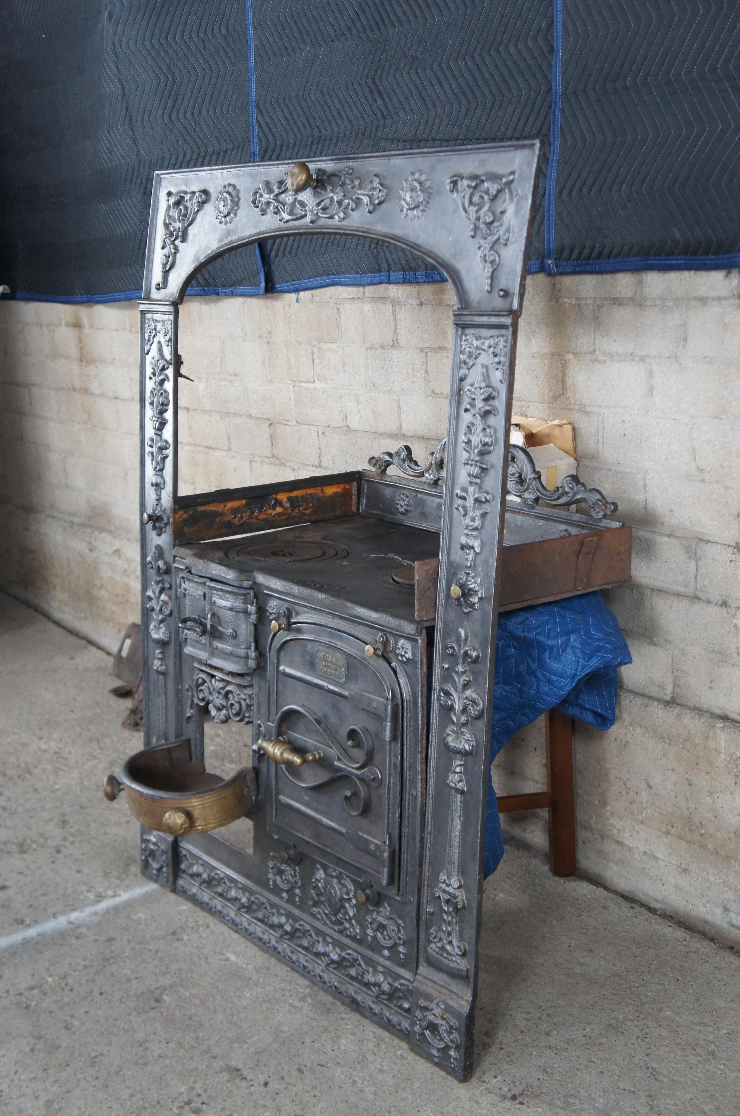 Rare Antique 1840s Cornish Cast Iron Kitchen Range Oven Fireplace Stove Cooker 1
