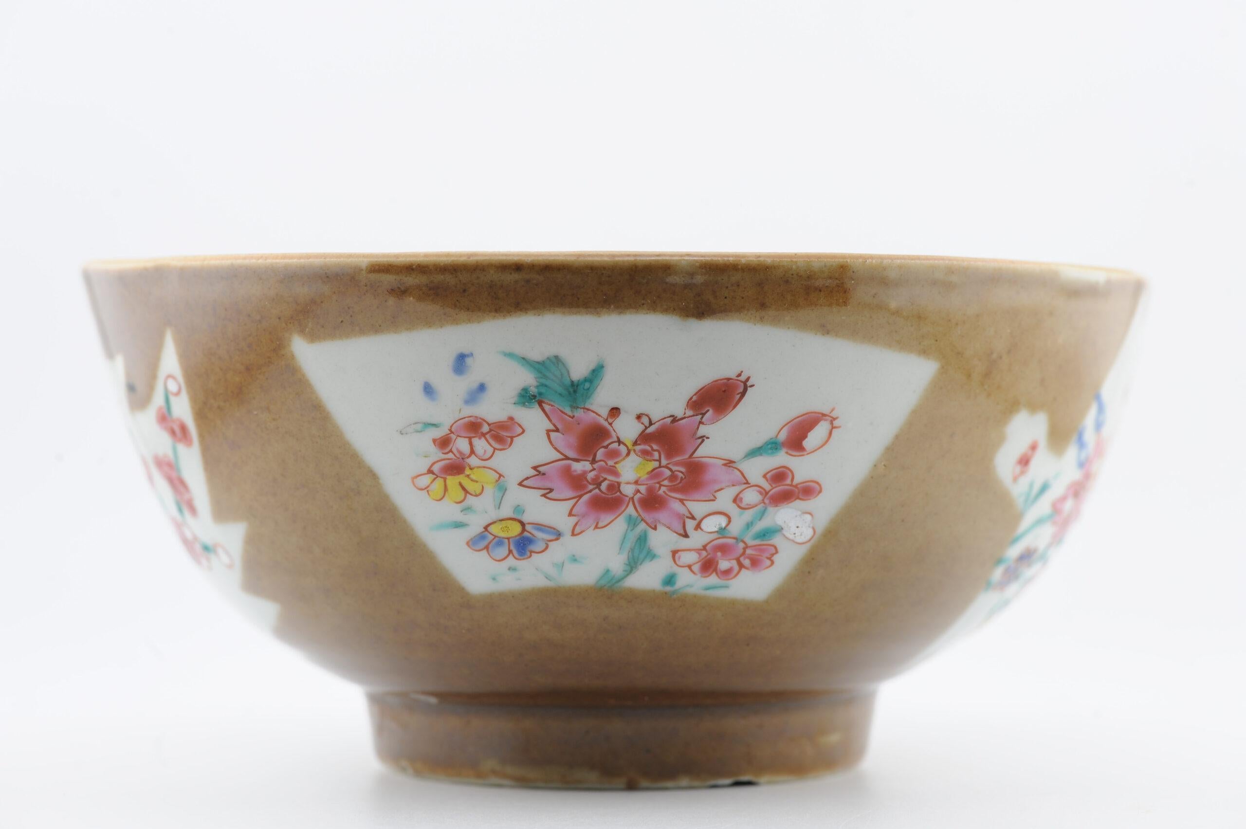 Qing Rare et ancien bol à café au lait Fencai en porcelaine chinoise Kangxi/Yongzheng 18C en vente