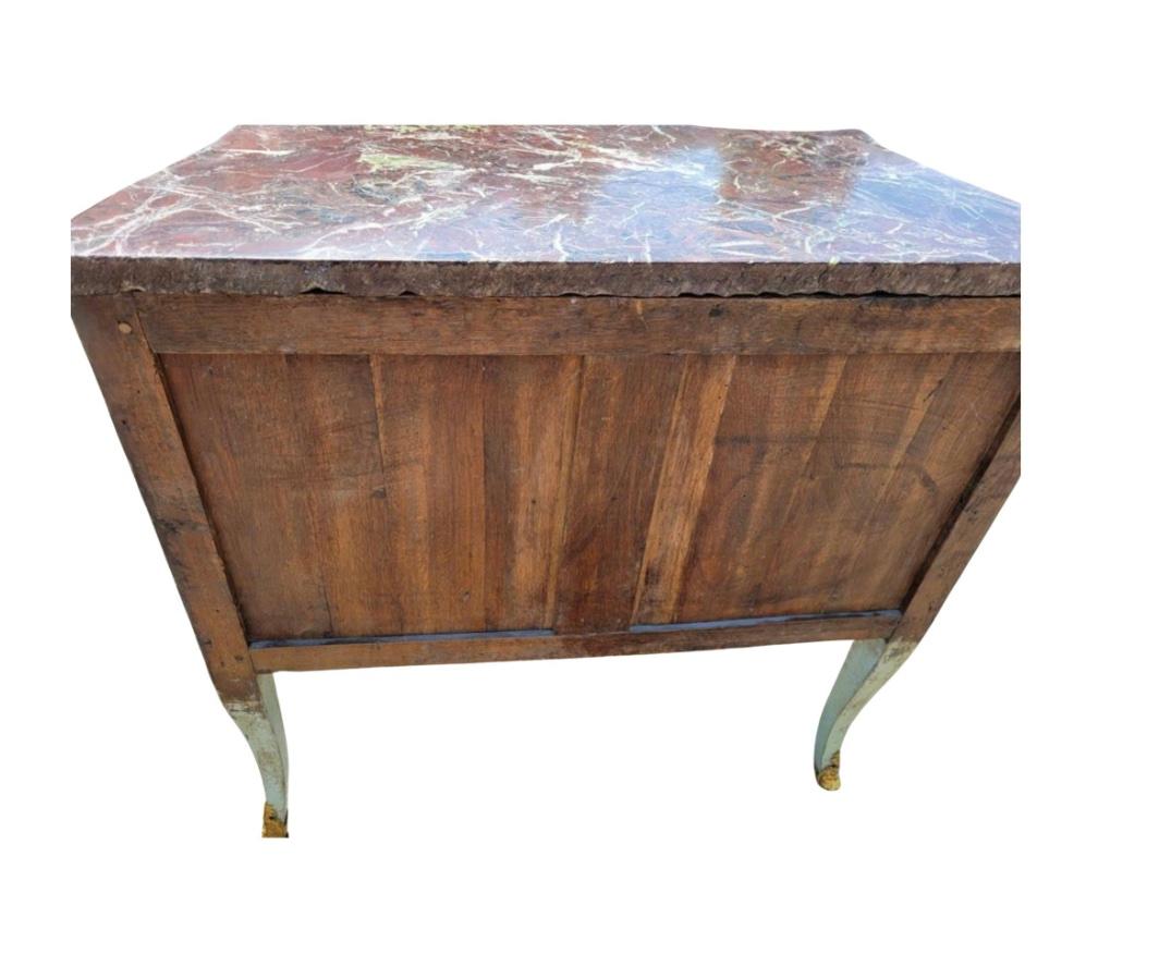 18th Century Rare Antique 18th C Paint Decorated Mathieu Criard Marble Top Commode