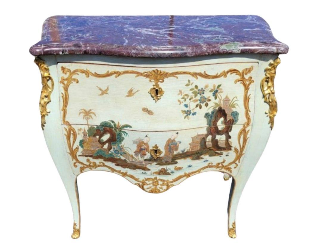 Rare Antique 18th C Paint Decorated Mathieu Criard Marble Top Commode 1