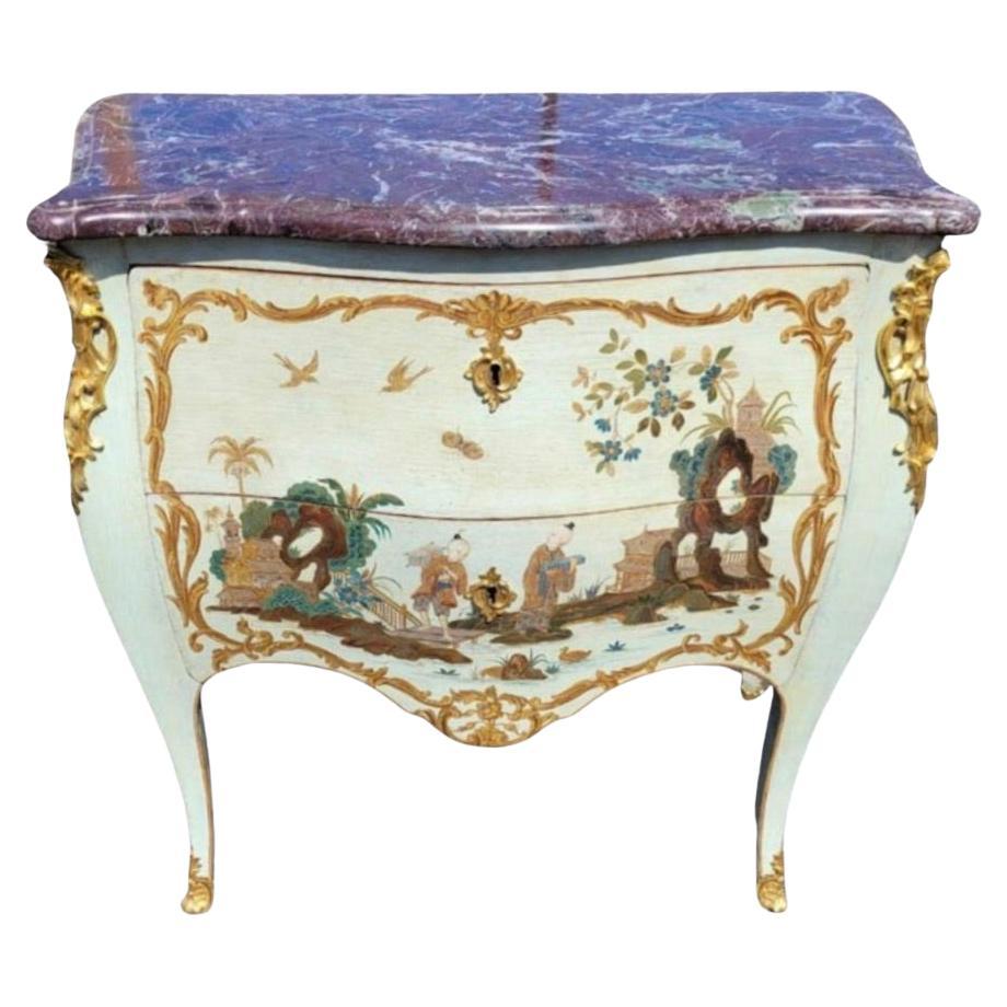 Rare Antique 18th C Paint Decorated Mathieu Criard Marble Top Commode