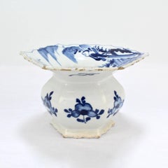 Rare Antique 18th Century Dutch Delft Pottery Spittoon with Chinese Figures