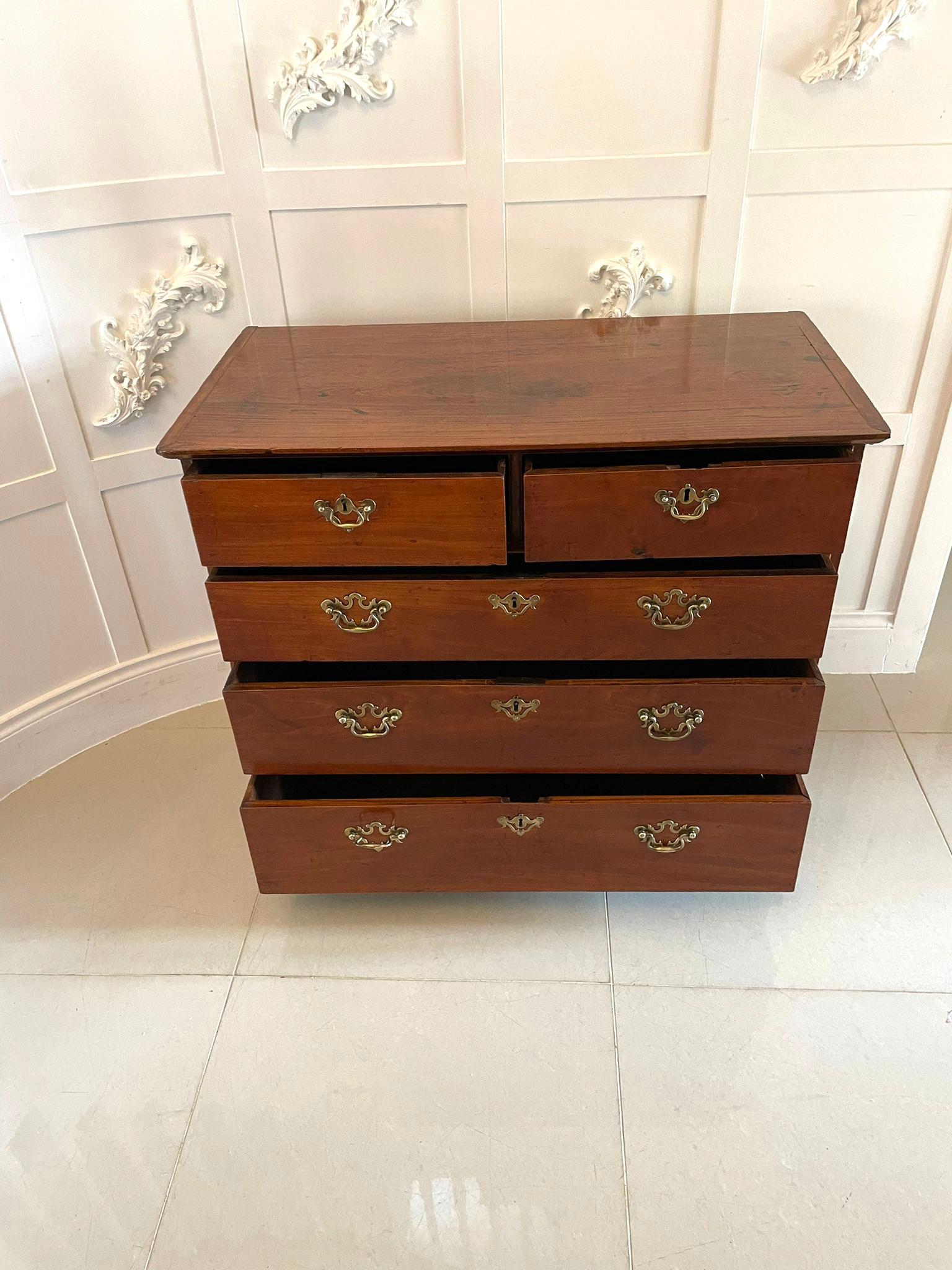 English Rare Antique 18th Century George III Solid Satinwood Chest of 5 Drawers For Sale