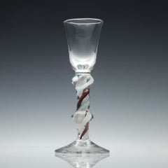 Rare Antique 18th Century Georgian Color Twist Cordial Glass, circa 1760