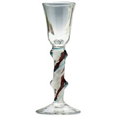 Rare Antique 18th Century Georgian Color Twist Cordial Glass, circa 1760