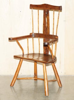 RARE ANTIQUE 18TH CENTURY YEW & OAK WiNDSOR ARMCHAIR PRIMATE DESIGN STICK BACK