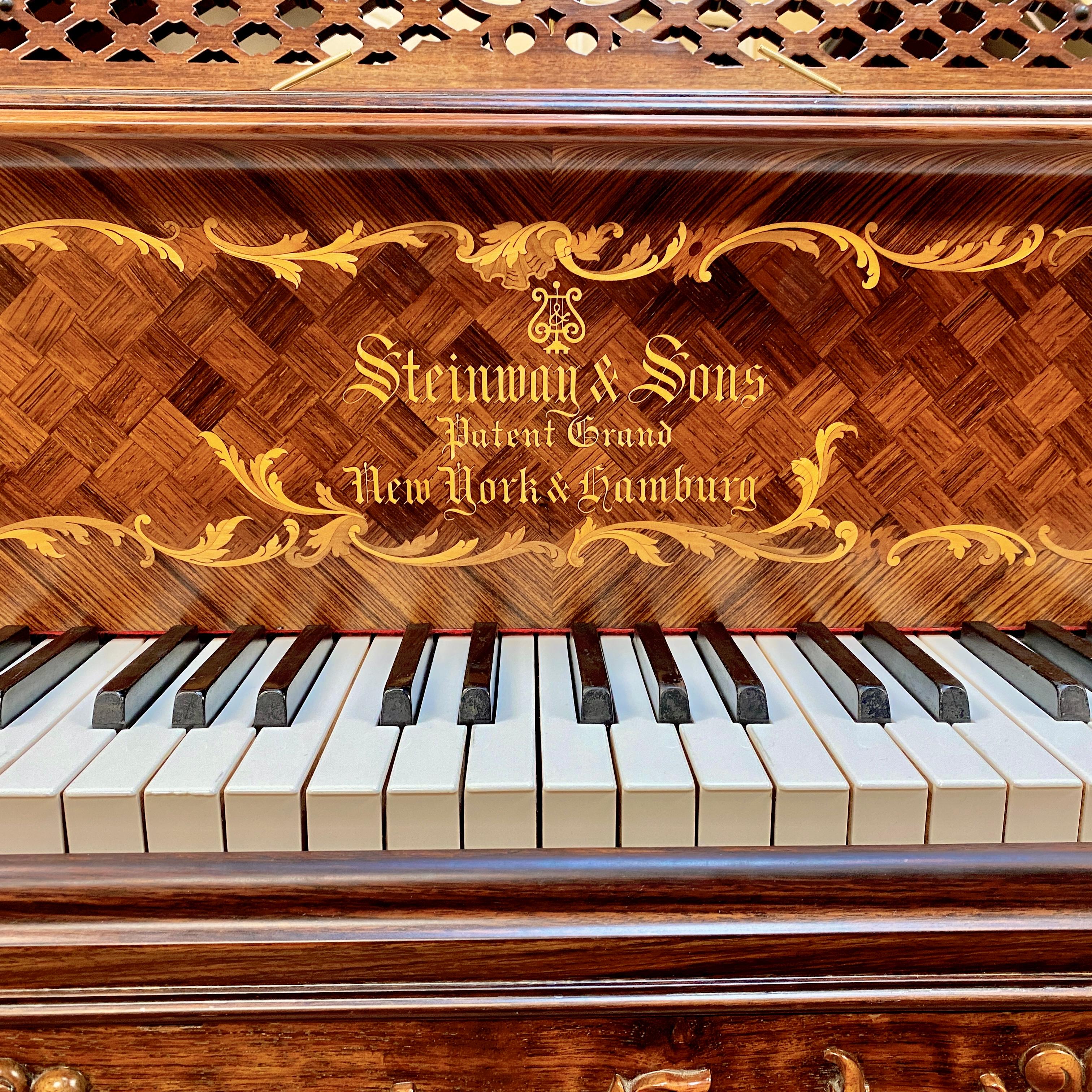 Rare Antique 1901 Steinway Model B Rosewood Grand Piano Louis XV Rococo Restored en vente 9