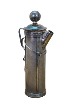 Rare Antique 1921 George Berry Derby Silverplated Golf Bag Cocktail Shaker 13"