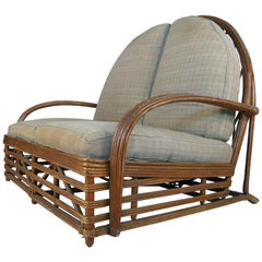 Rare Antique 1940s Arch Top Rattan Settee by Heywood Wakefield