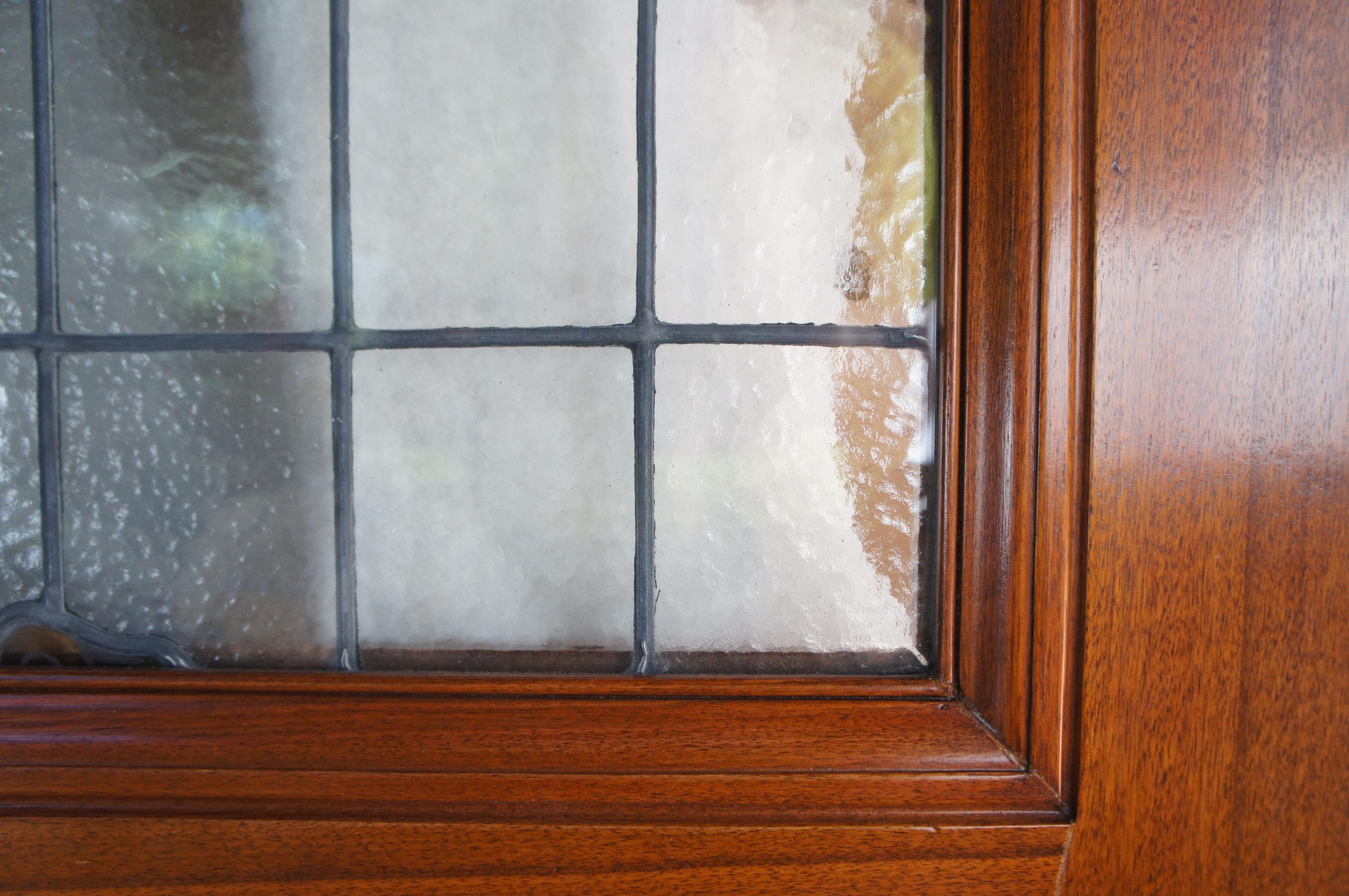 Rare Antique 19th C. Neo Renaissance Figural Leaded Stained Glass Mahogany Doors For Sale 5