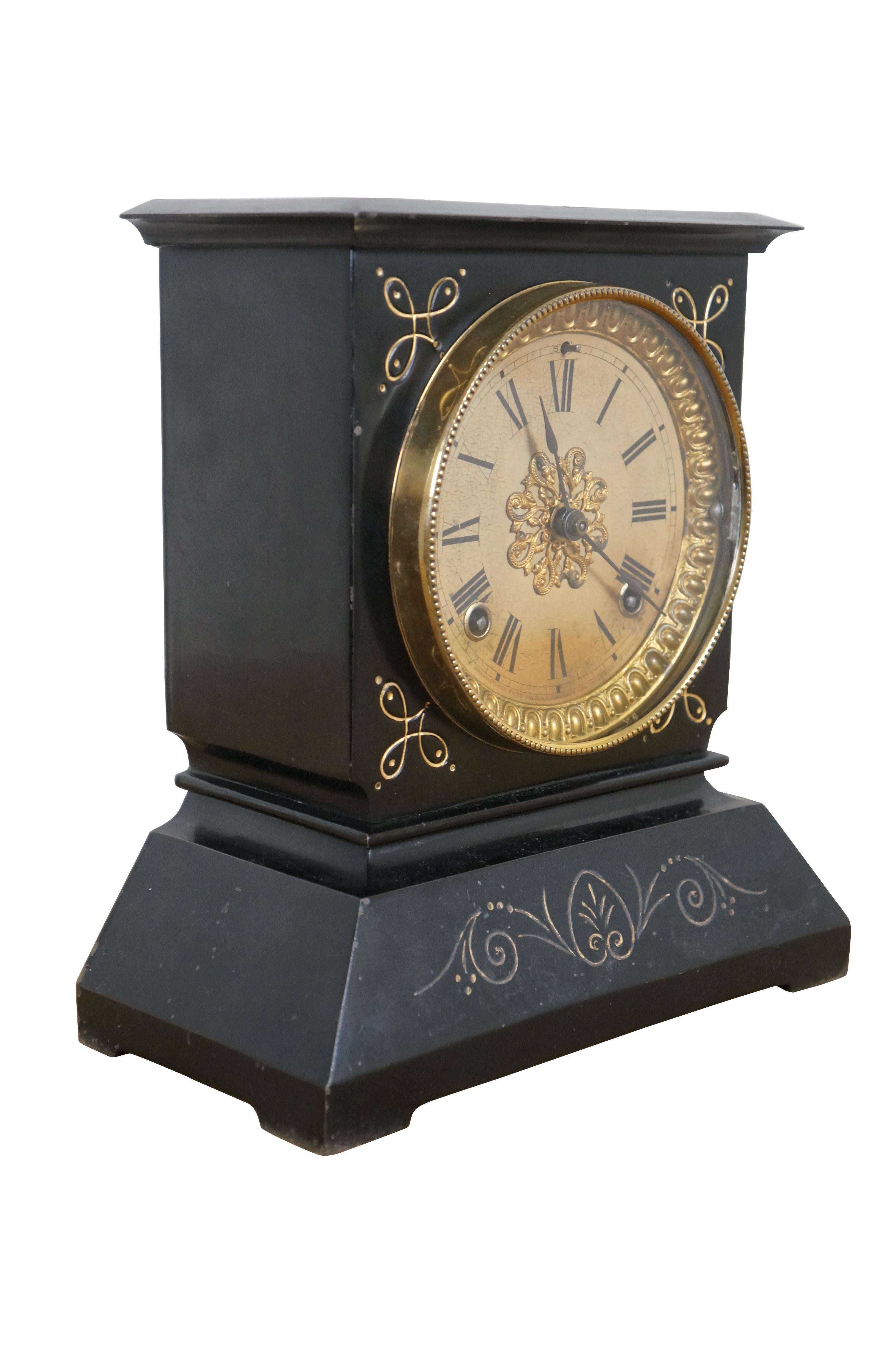 Rare Antique 19th Century American Victorian Ansonia Cast Iron Mantel Clock 10
