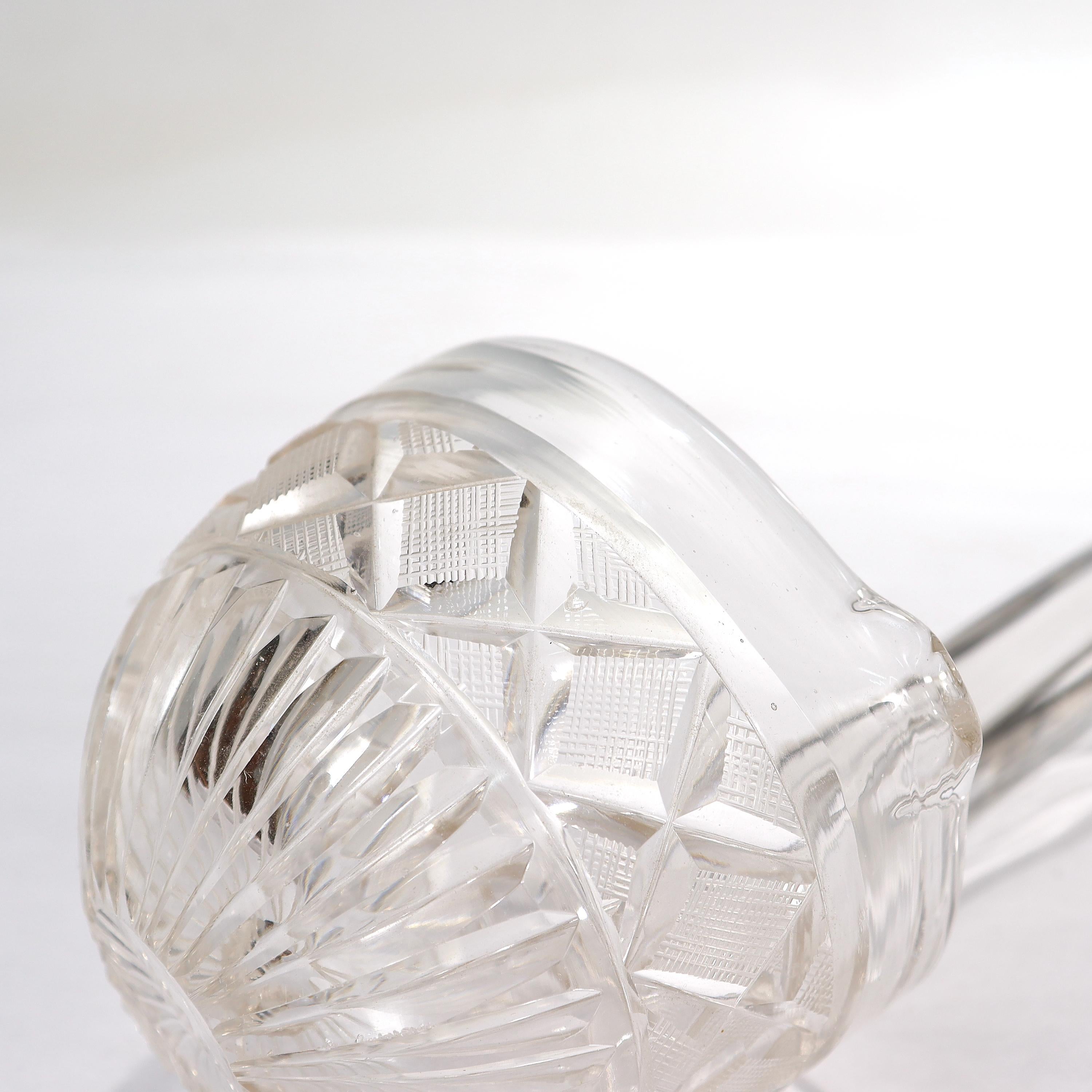 Rare Antique 19th Century Cut Glass Punch Ladle For Sale 3
