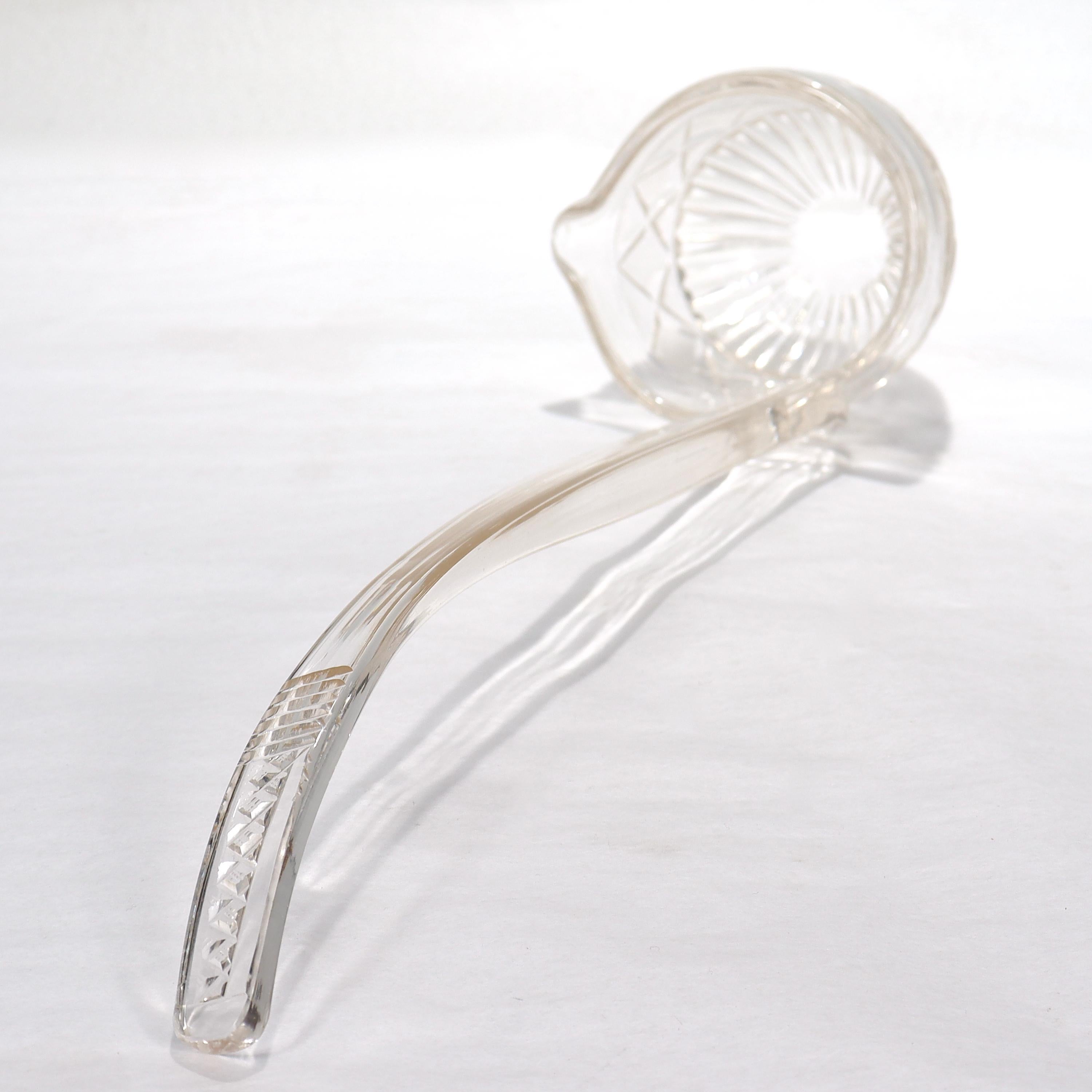 North American Rare Antique 19th Century Cut Glass Punch Ladle For Sale