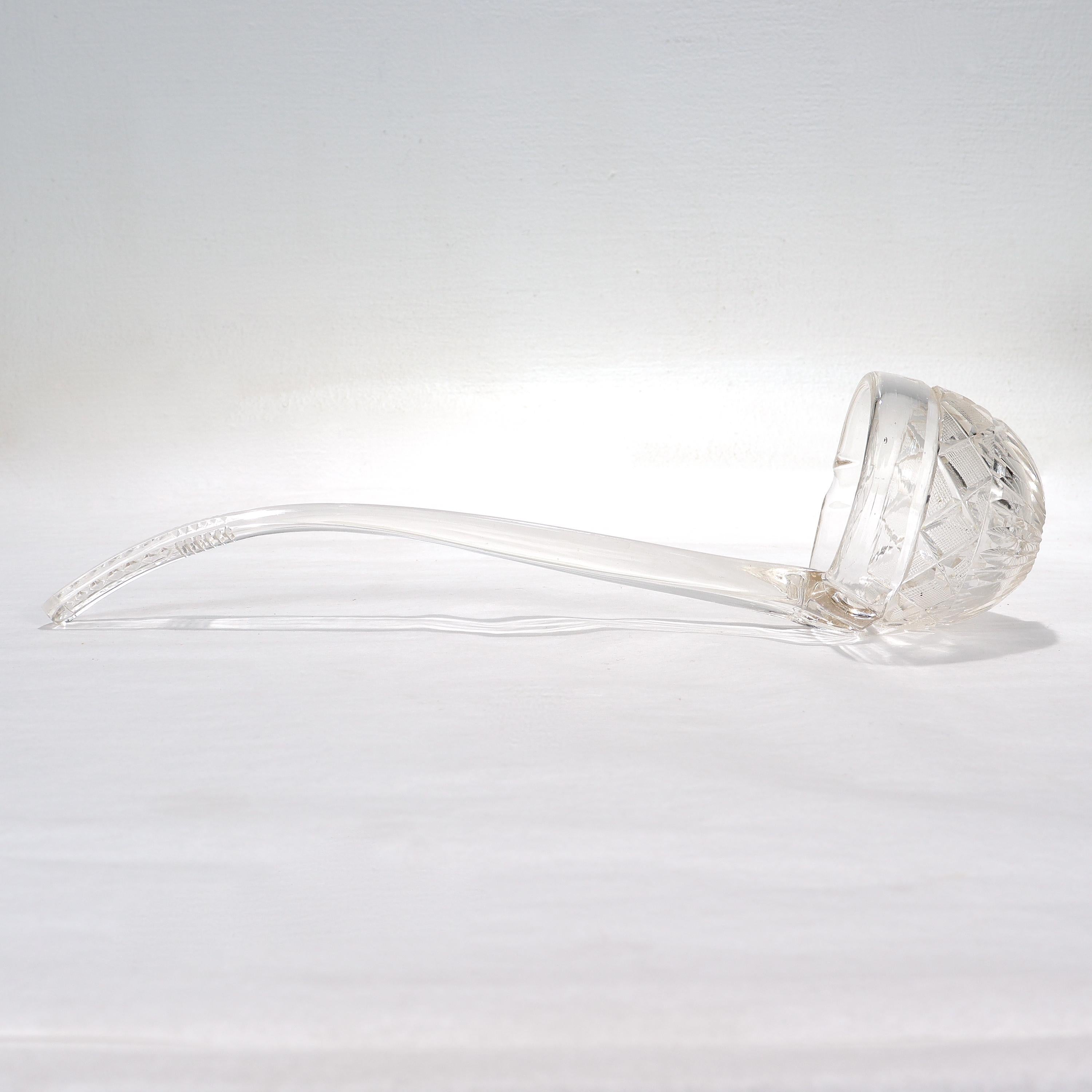 Rare Antique 19th Century Cut Glass Punch Ladle In Good Condition For Sale In Philadelphia, PA