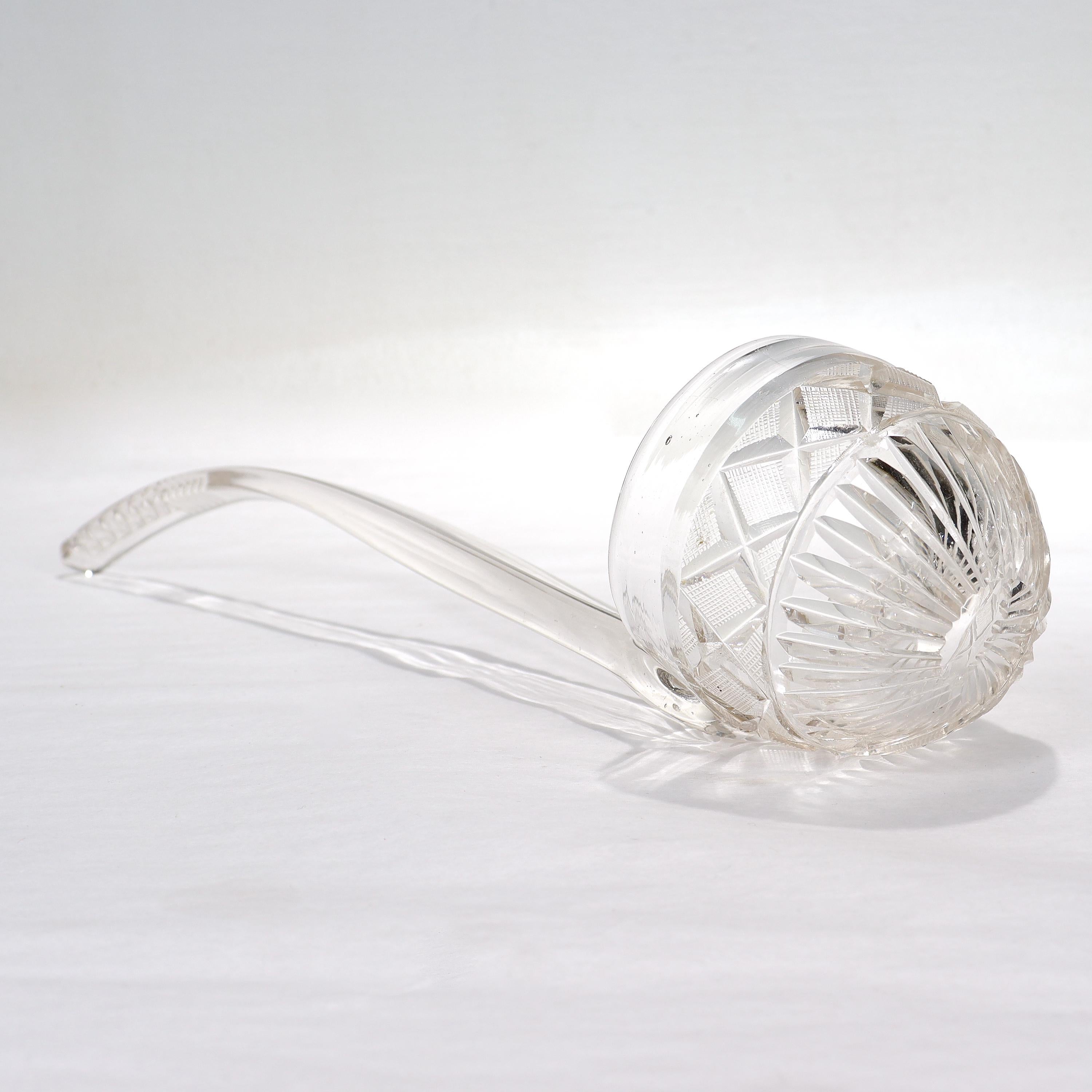 Rare Antique 19th Century Cut Glass Punch Ladle For Sale 1