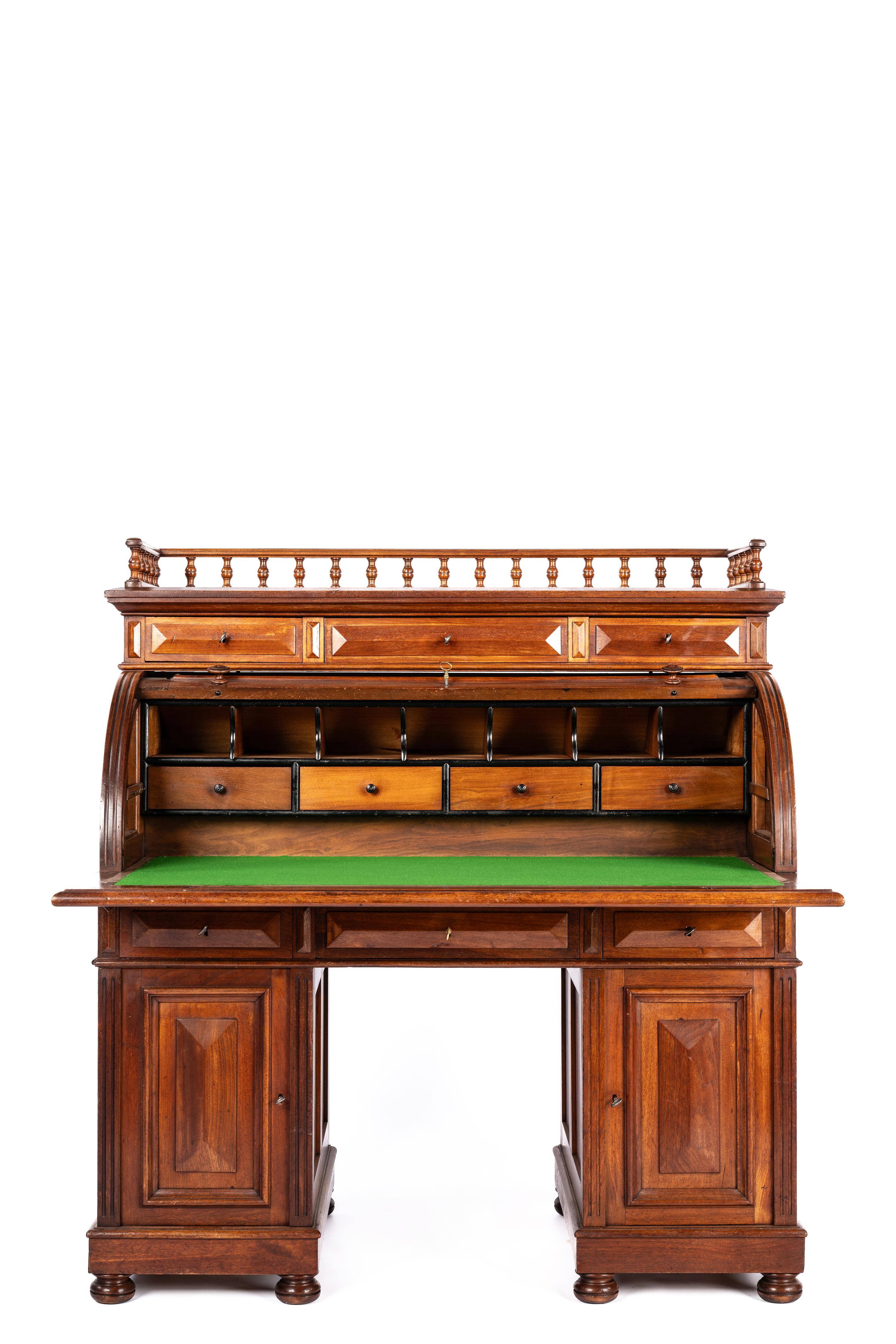 Seltene antike holländische Honey-Farbe aus dem 19.  classic Zylinder-Schreibtisch  (Neoklassisch) im Angebot