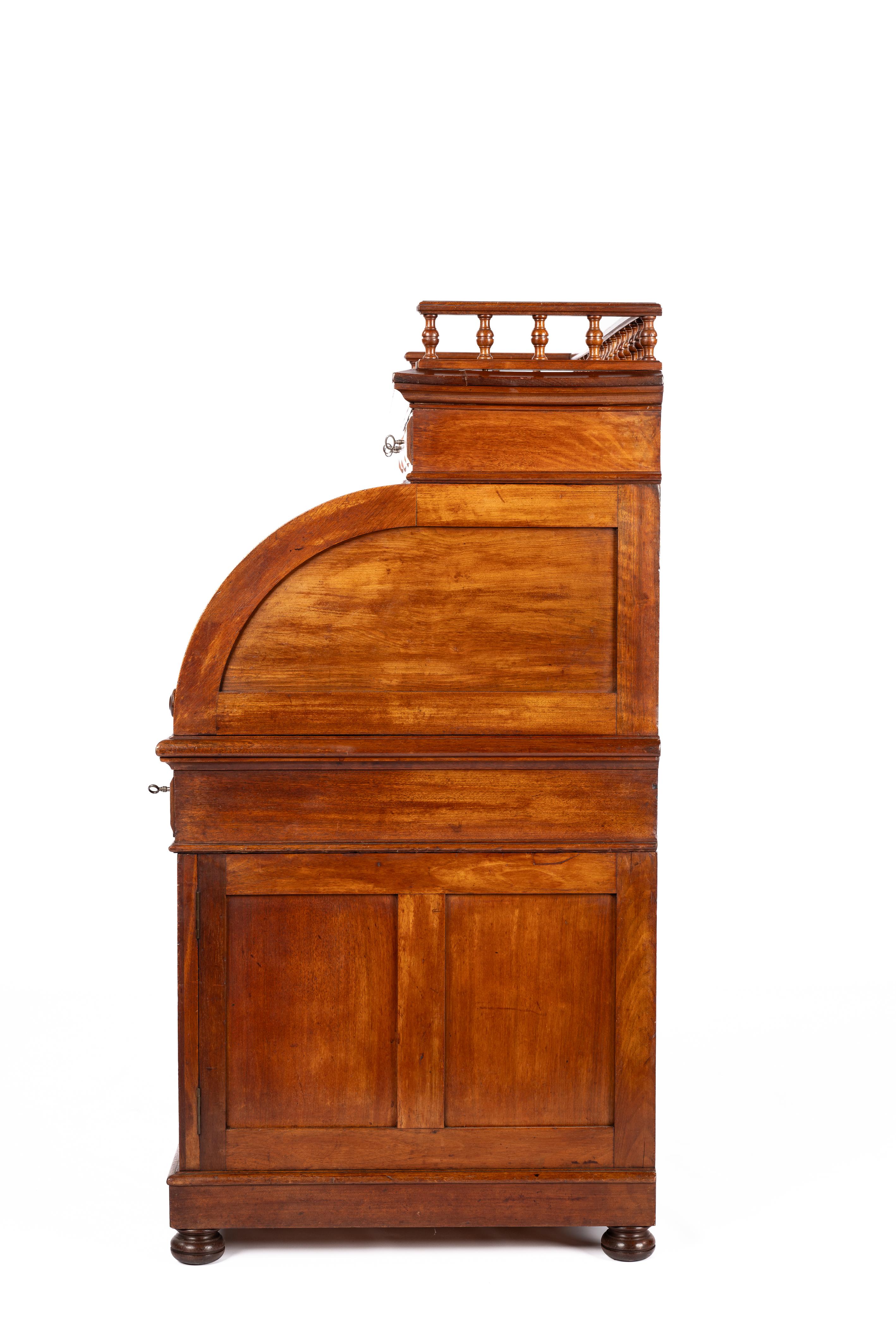 19th Century Rare Antique 19th century Dutch warm honey color  classic Cylinder Desk For Sale