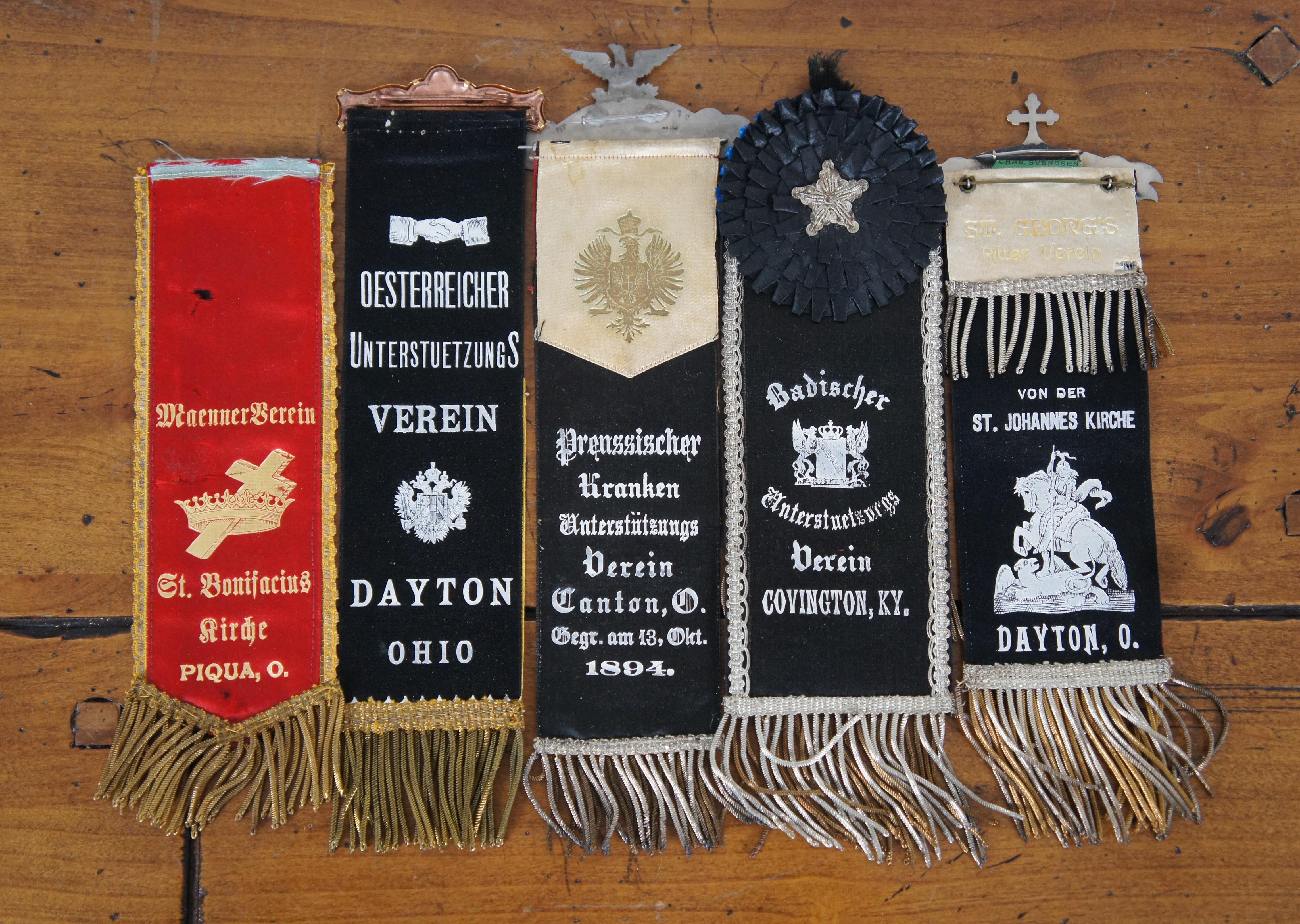 Rare Antique 19th Century Lot of 41 German Labor Trade Union Ribbons Medals Pins For Sale 5