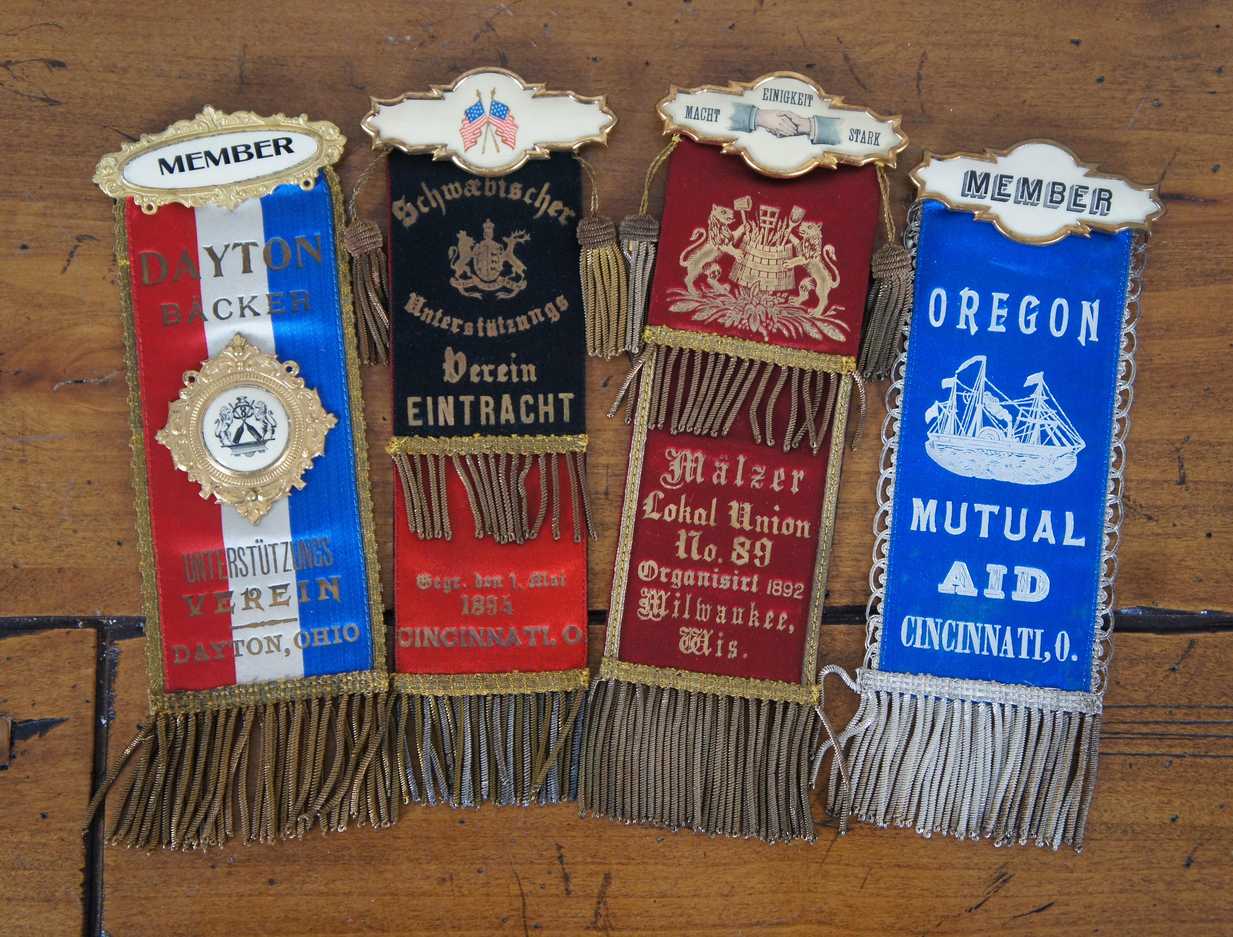 Rare Antique 19th Century Lot of 41 German Labor Trade Union Ribbons Medals Pins For Sale 6