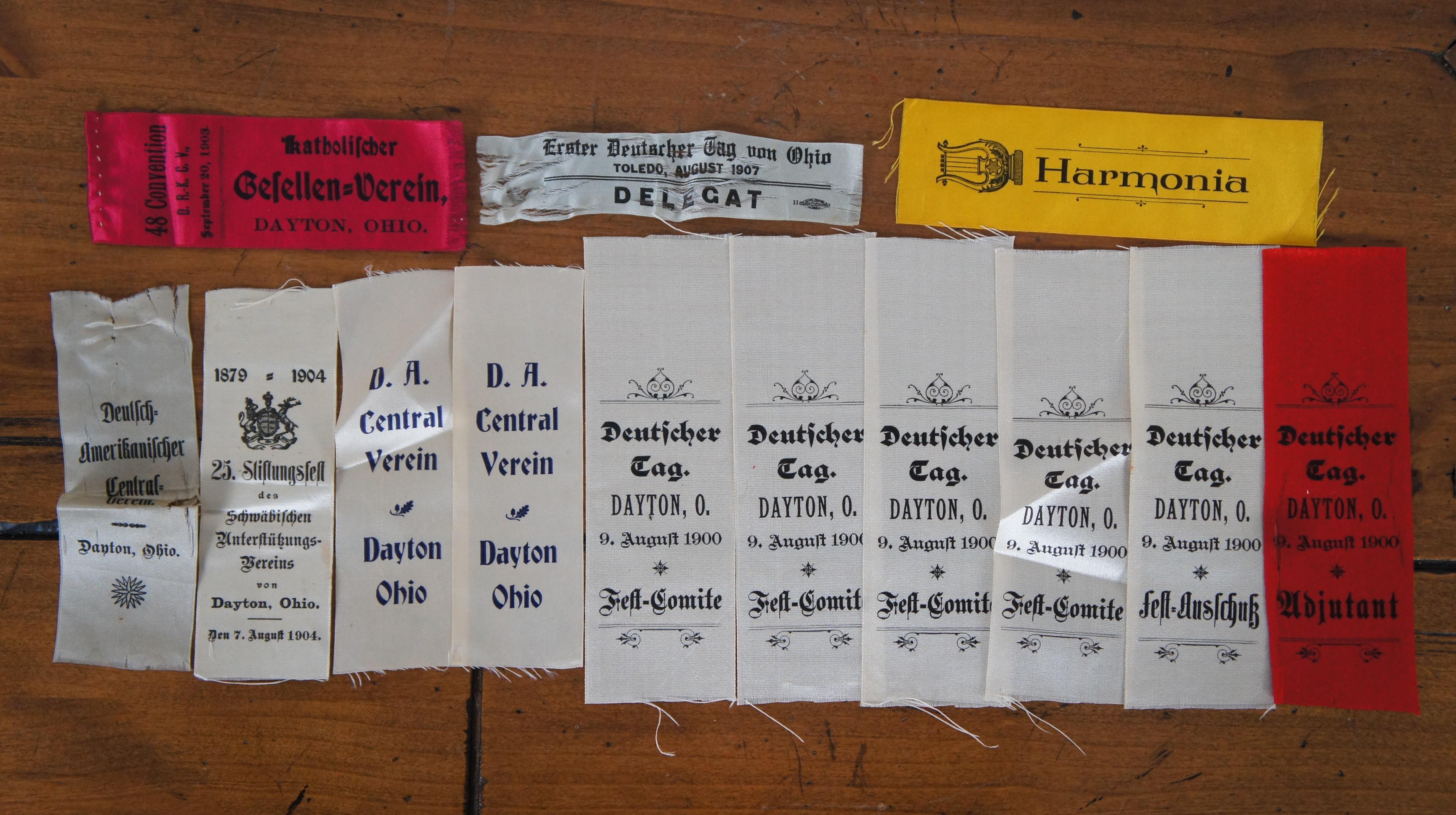 Enamel Rare Antique 19th Century Lot of 41 German Labor Trade Union Ribbons Medals Pins For Sale