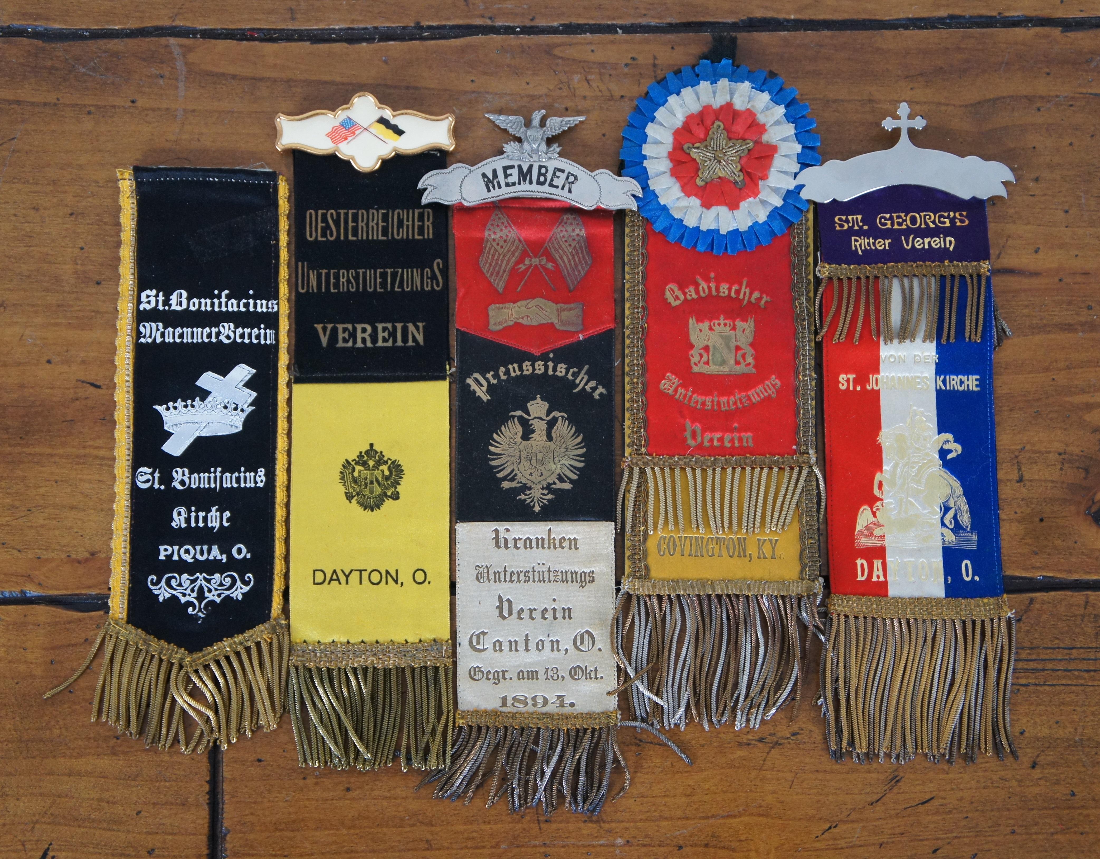 Rare Antique 19th Century Lot of 41 German Labor Trade Union Ribbons Medals Pins For Sale 4
