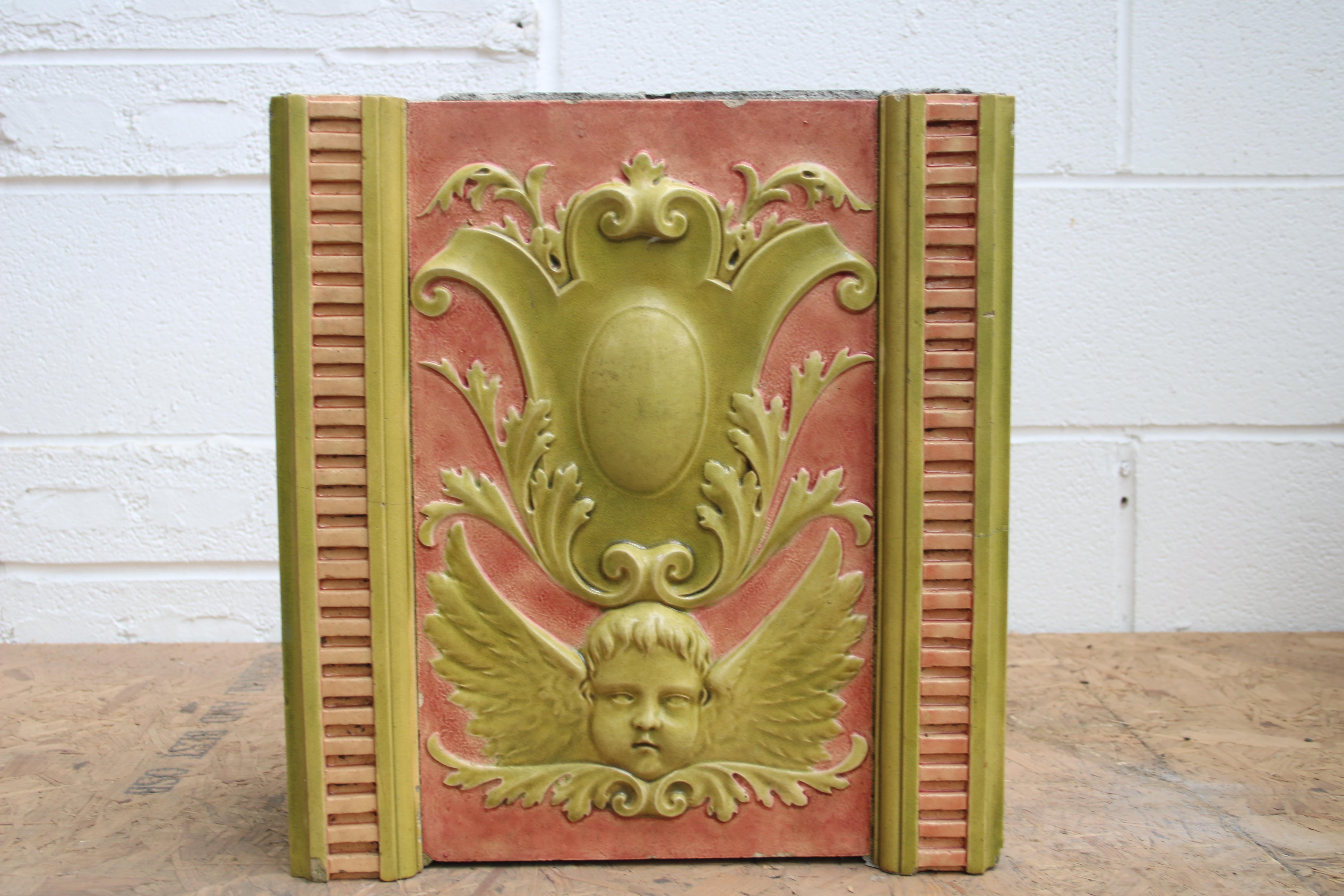 English Rare Antique 19th Century Victorian Burmantofts Architectural Tile Block