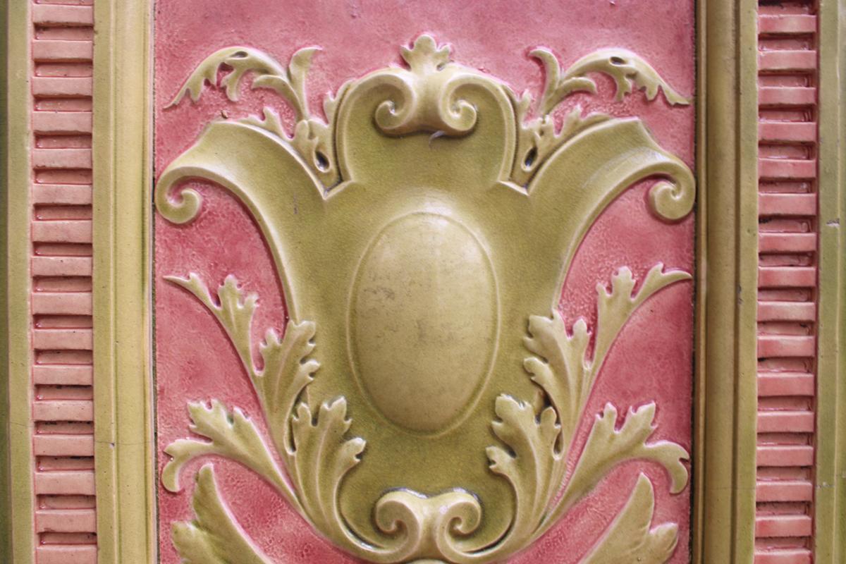 Glazed Rare Antique 19th Century Victorian Burmantofts Architectural Tile Block