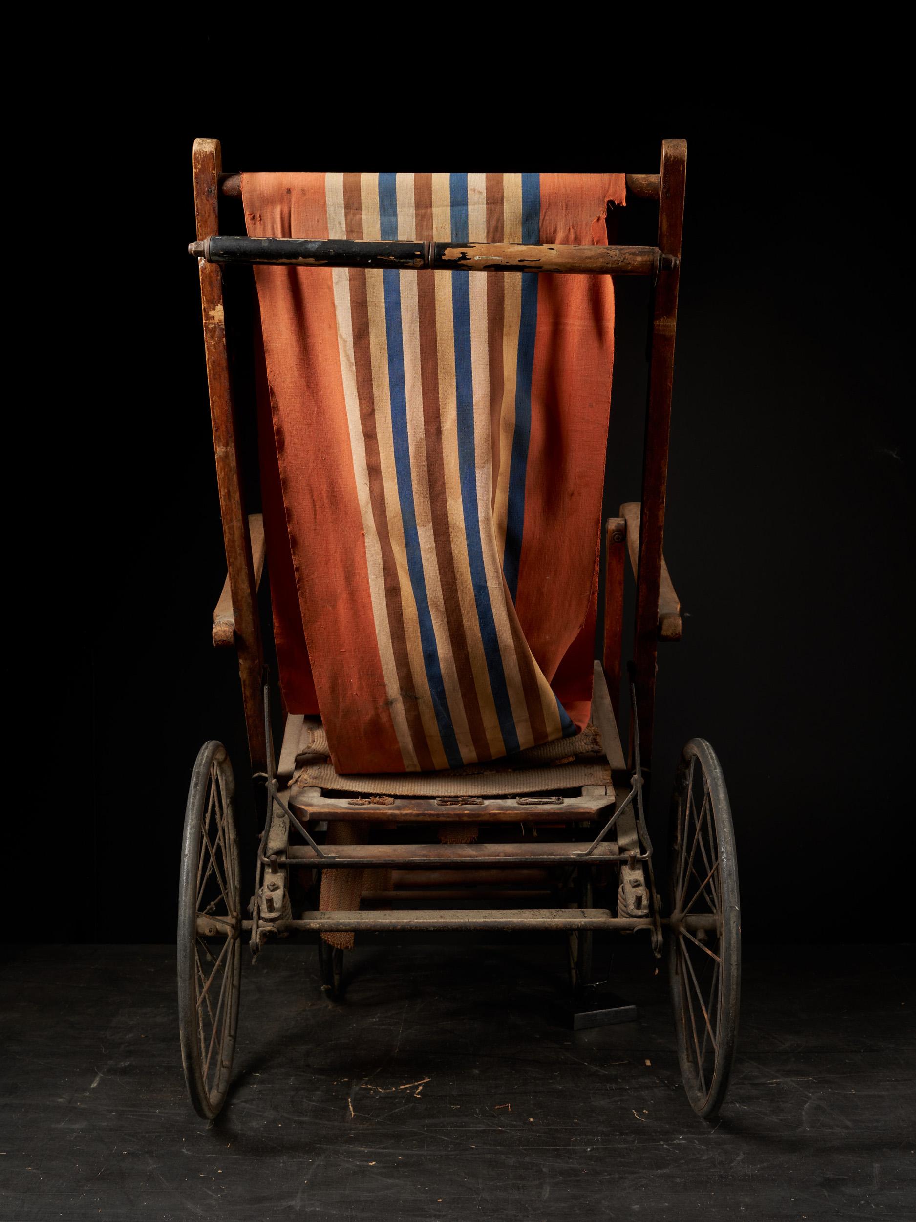 Fruitwood Rare Antique 4-Wheel Configuration Pushchair from Early 20th Century For Sale