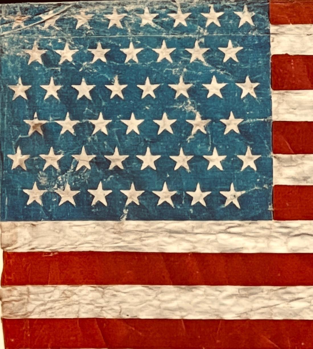 Rara bandiera americana antica a 45 stelle dipinta a mano su cotone, guerra ispano-americana in vendita 2