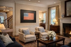 Rare Antique 45-Star American Flag Hand-Painted on Cotton, Spanish-American War