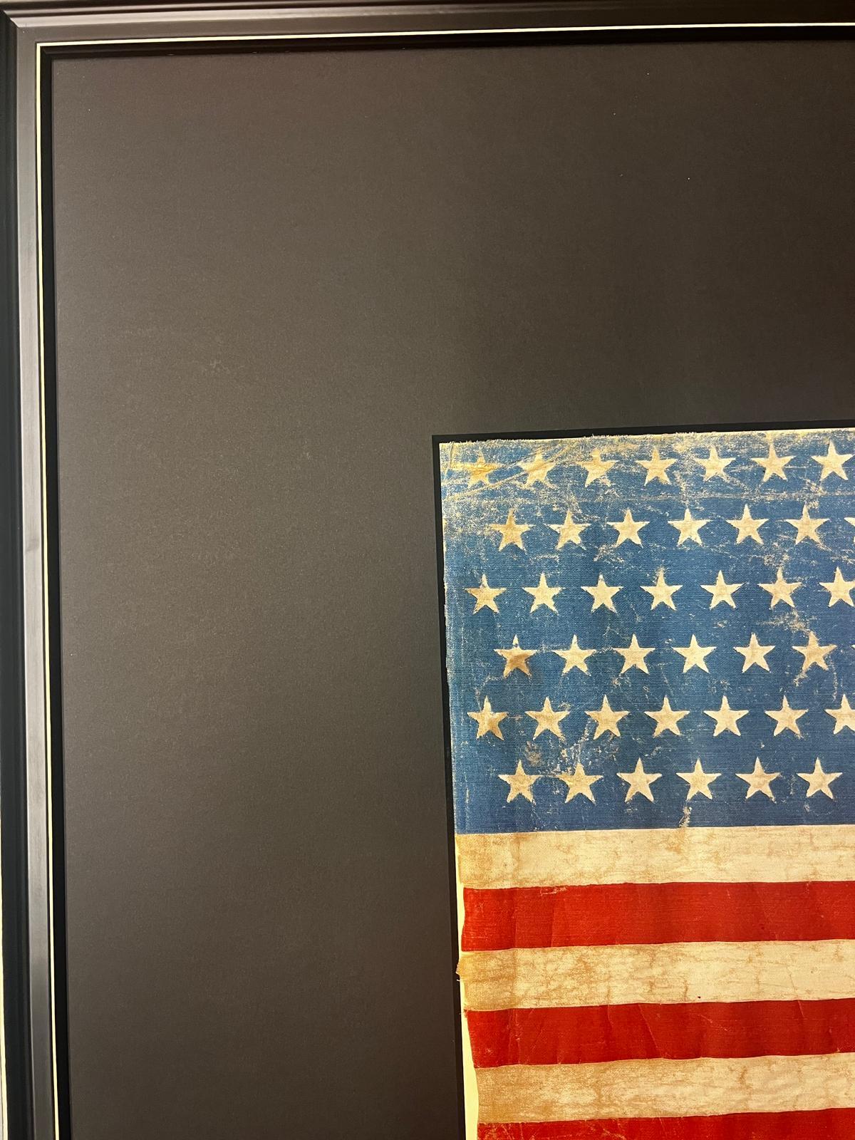 Americano Rara bandiera americana antica a 45 stelle dipinta a mano su cotone, guerra ispano-americana in vendita