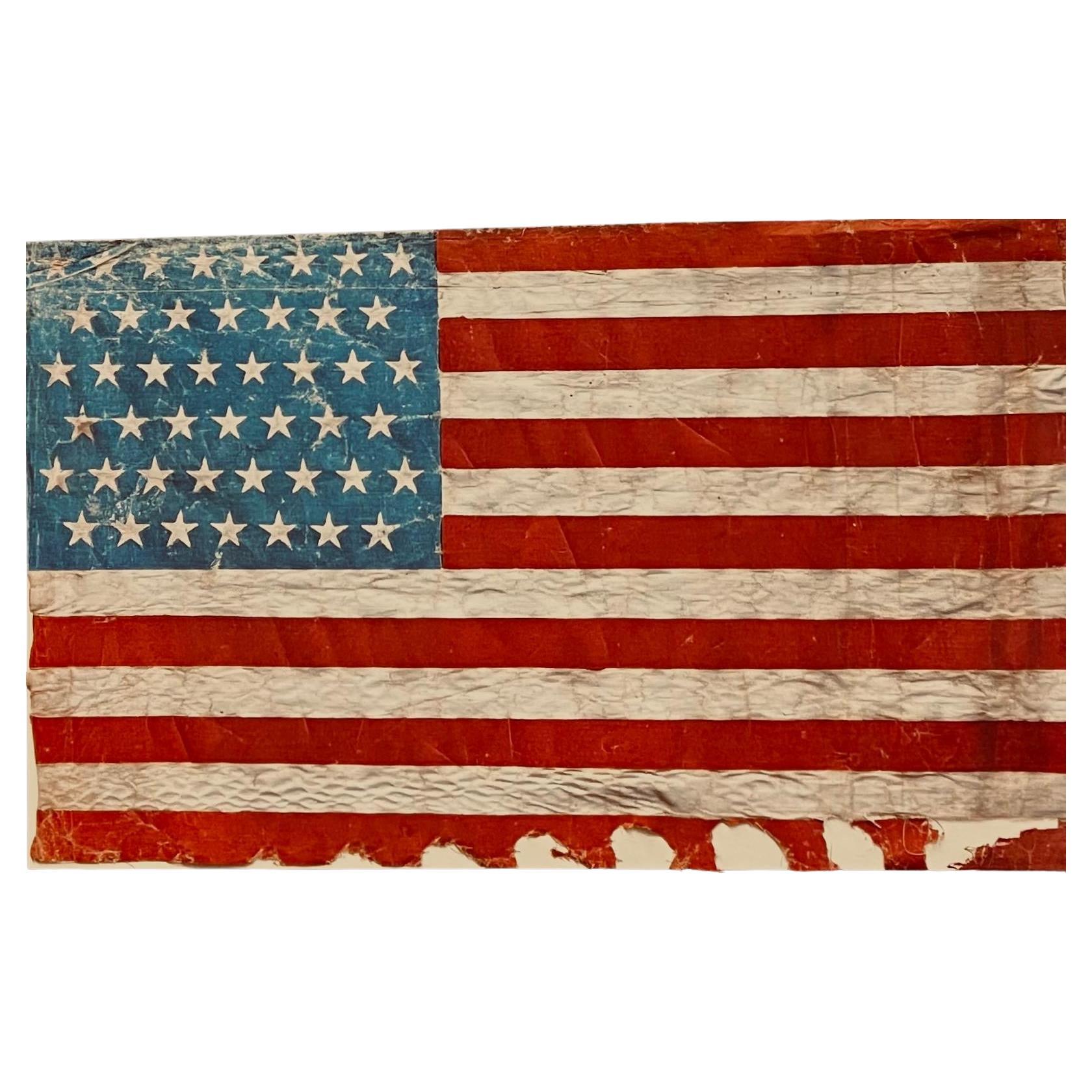 Rara Bandera Americana Antigua de 45 Estrellas Pintada a Mano sobre Algodón, Guerra Hispano-Americana