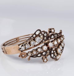 Rare Antique 6.80 Carat Diamond 16 Karat Gold Bangle