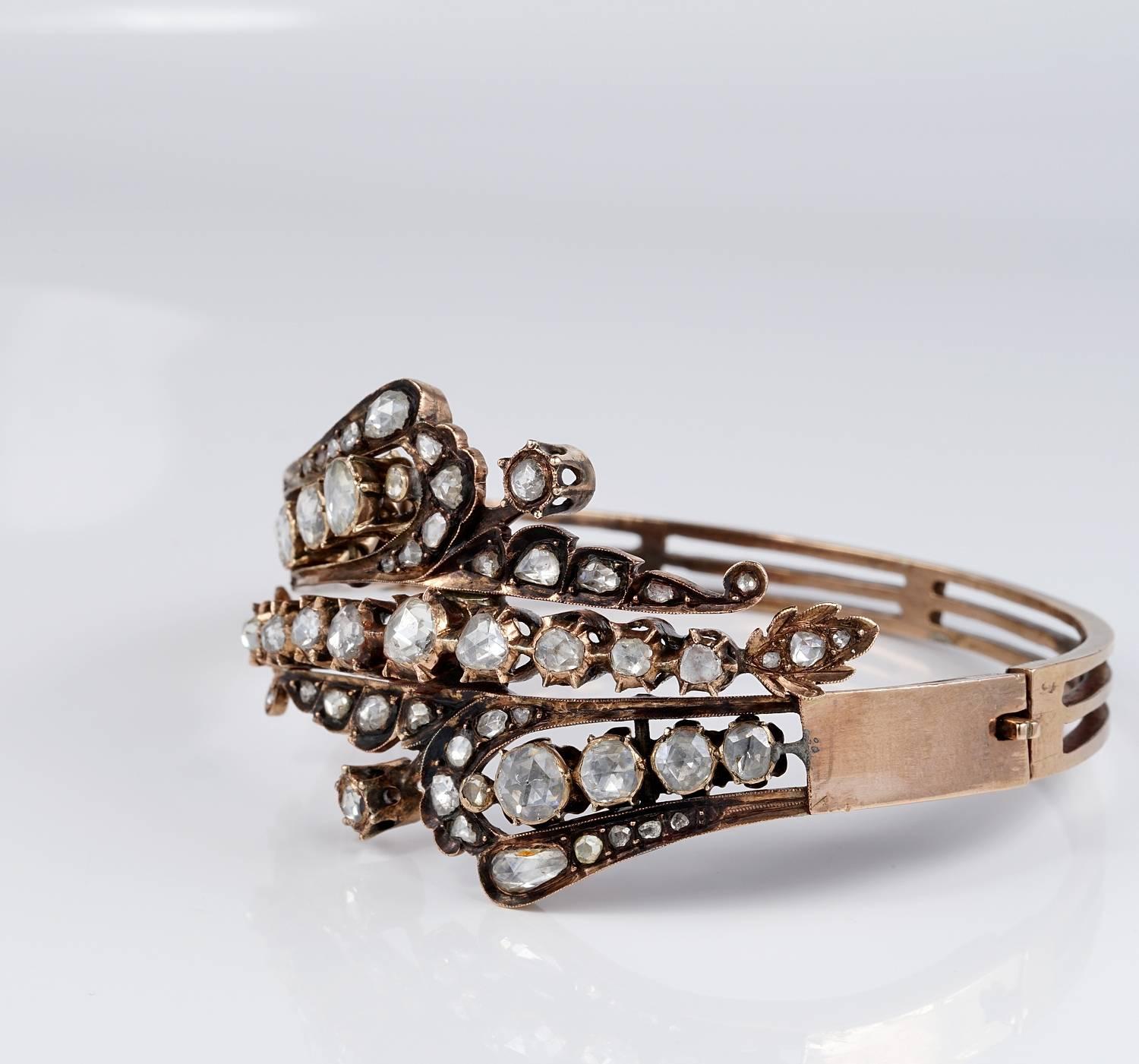 Rare Antique 6.80 Carat Diamond 16 Karat Gold Bangle For Sale at 1stDibs 16 karat gold ring