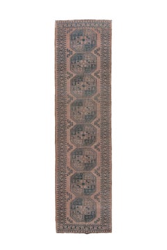 Rare Antique Afghan Runner , with Light Brown Field
