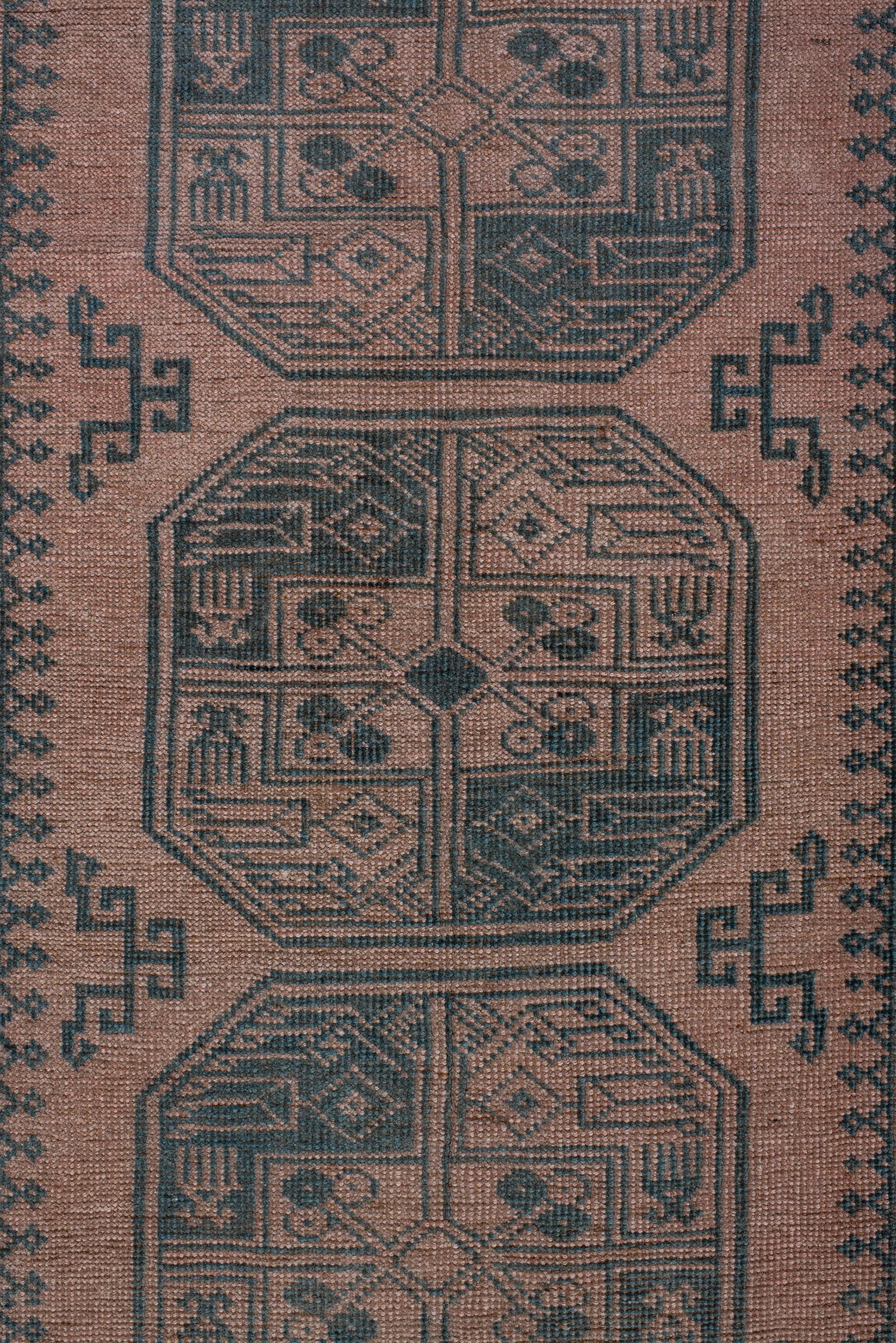 Rare Antique Afghan Runner , with Light Brown Field In Good Condition For Sale In New York, NY