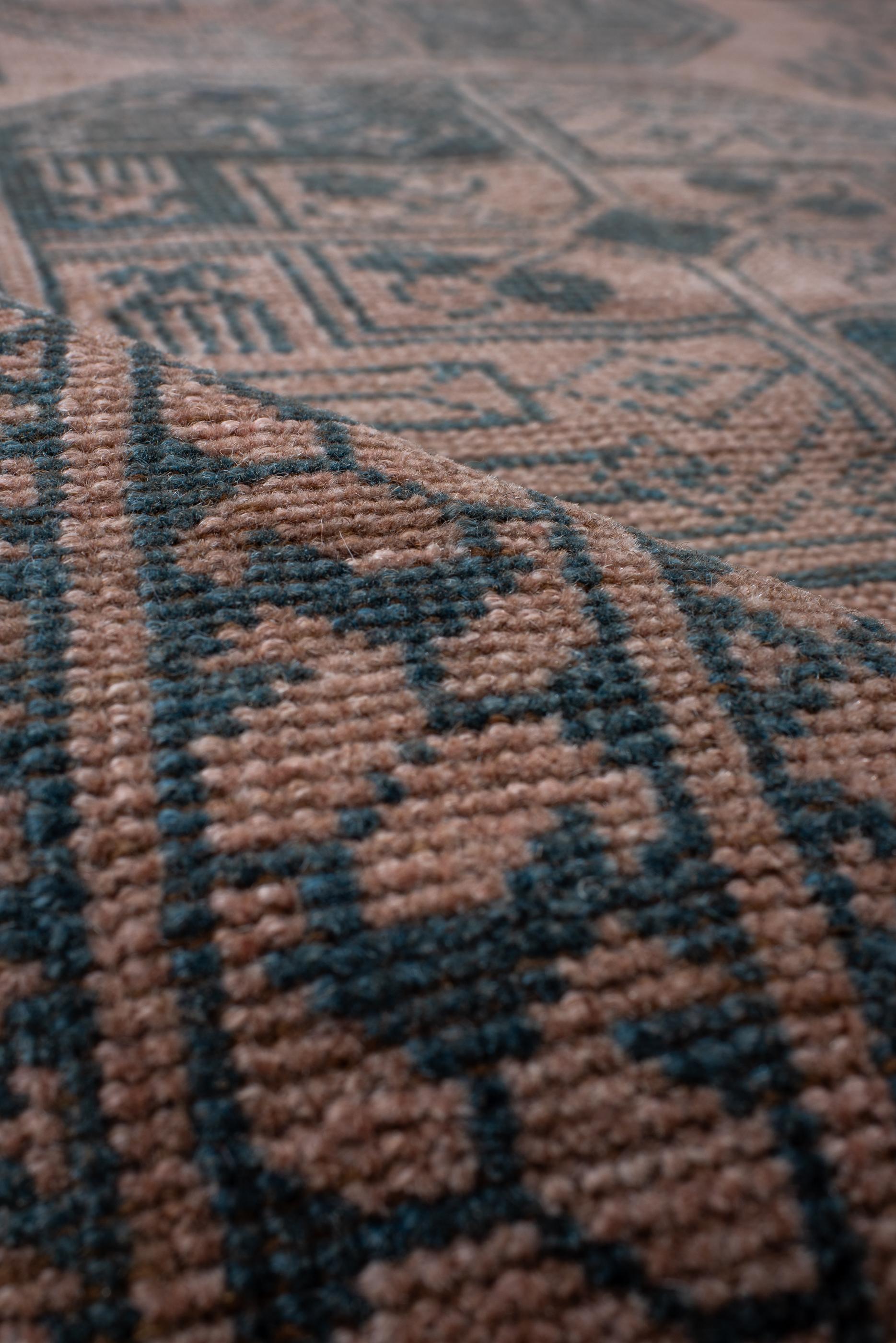 Rare Antique Afghan Runner , with Light Brown Field For Sale 1