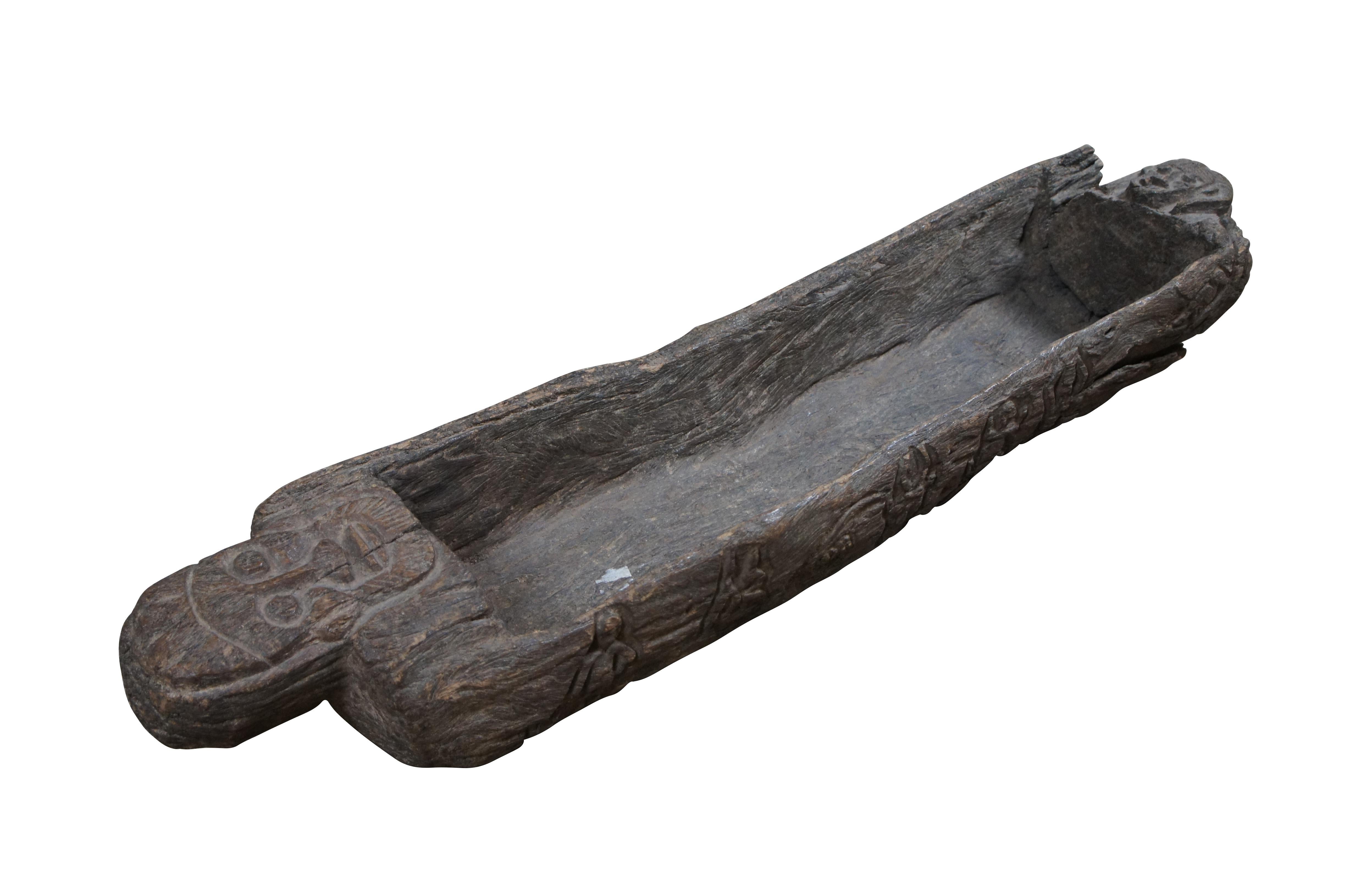 Rare antique primitive African Dogon Peoples Aduno Koro - Ark of the World - ceremonial vessel or trough.

The Aduno Koro (ark of the world) is a trough-like vessel used to hold the raw and cooked meat of sheep and / or goats that are sacrificed at