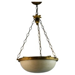 Rare Antique Alabaster and Gilt Bronze Pendant/Chandelier