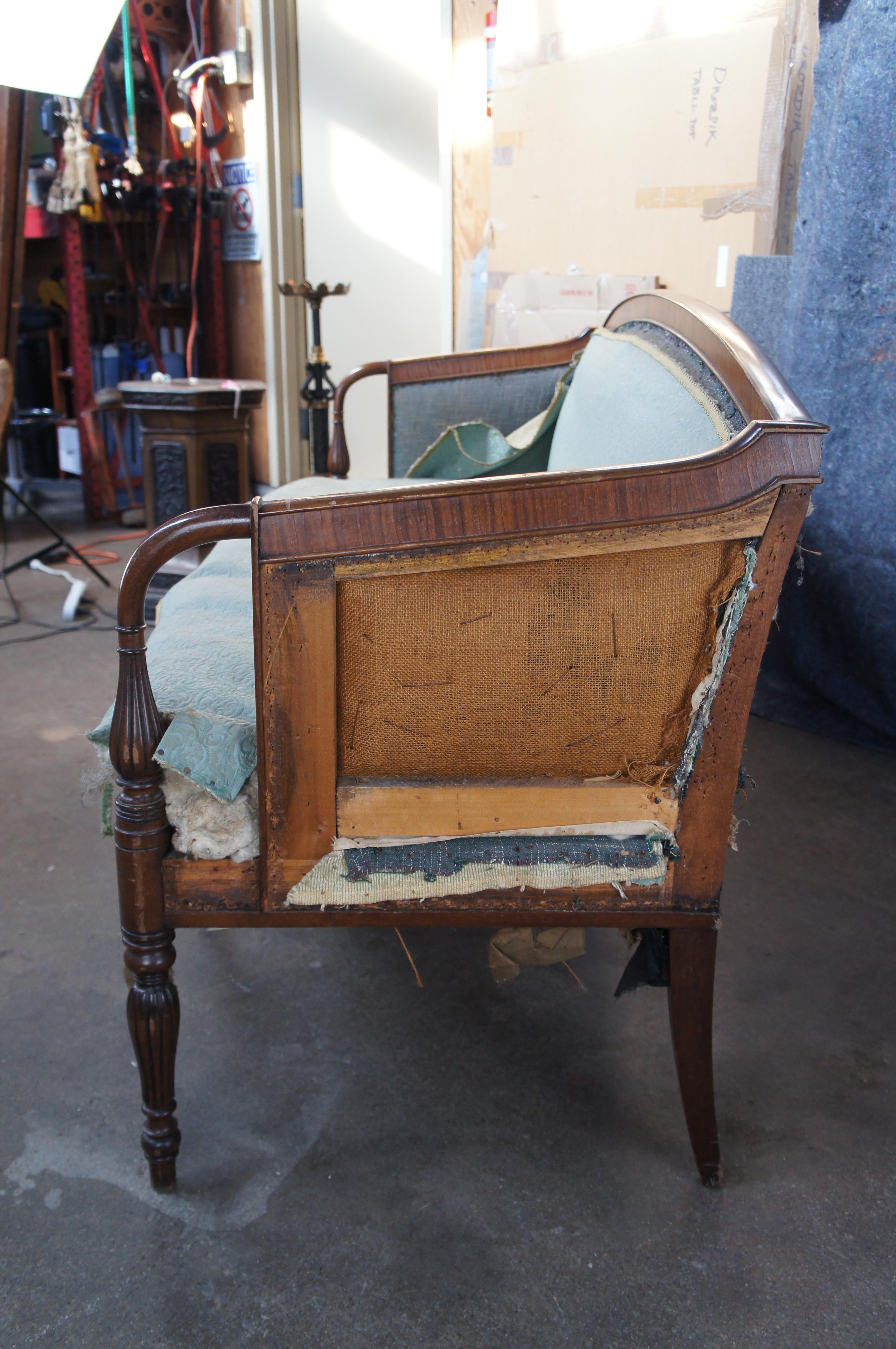 Rare Antique American Federal Mahogany Inlaid Sofa Settee Boston Massachusetts For Sale 5
