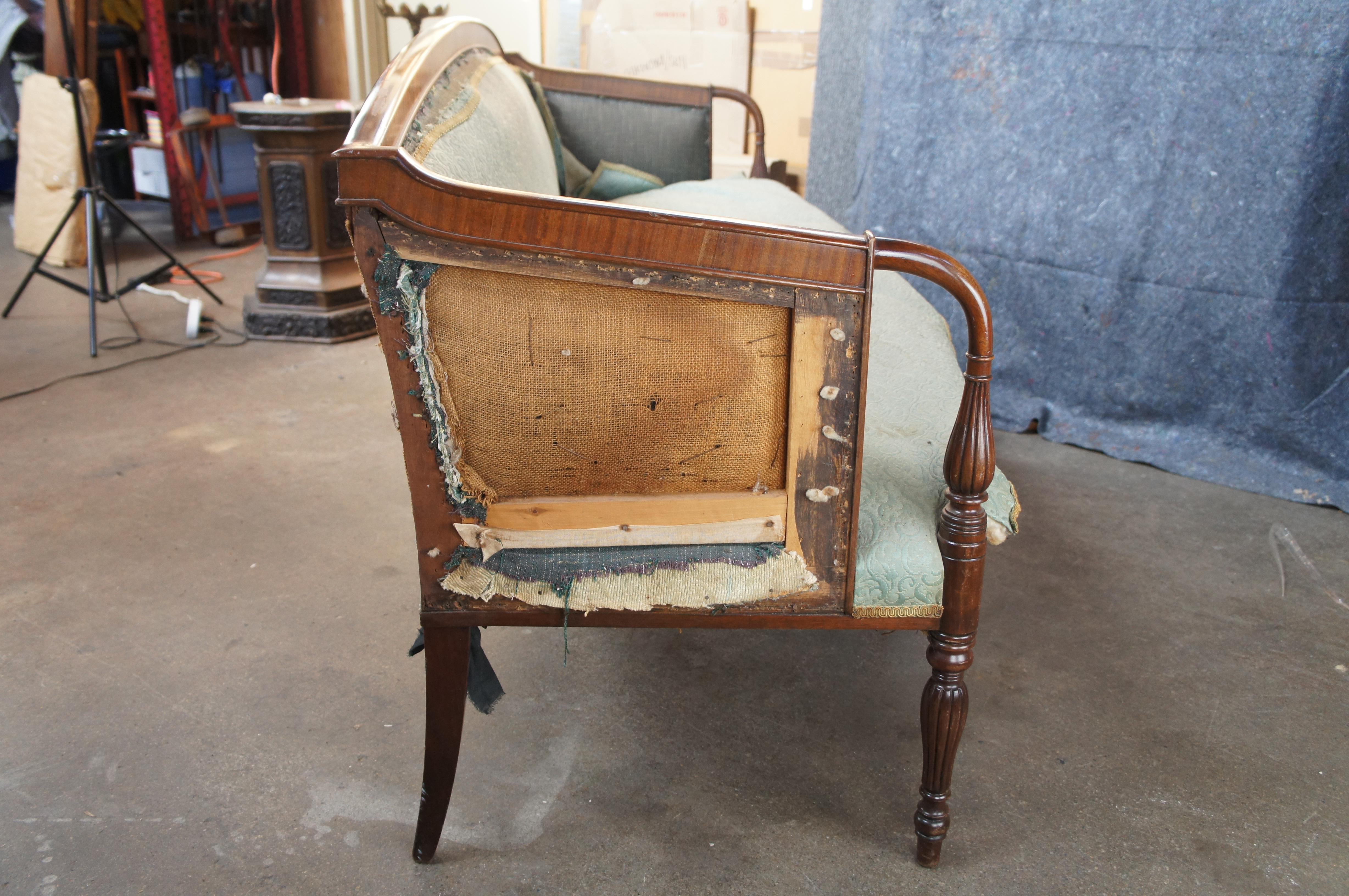 Rare Antique American Federal Mahogany Inlaid Sofa Settee Boston Massachusetts For Sale 7