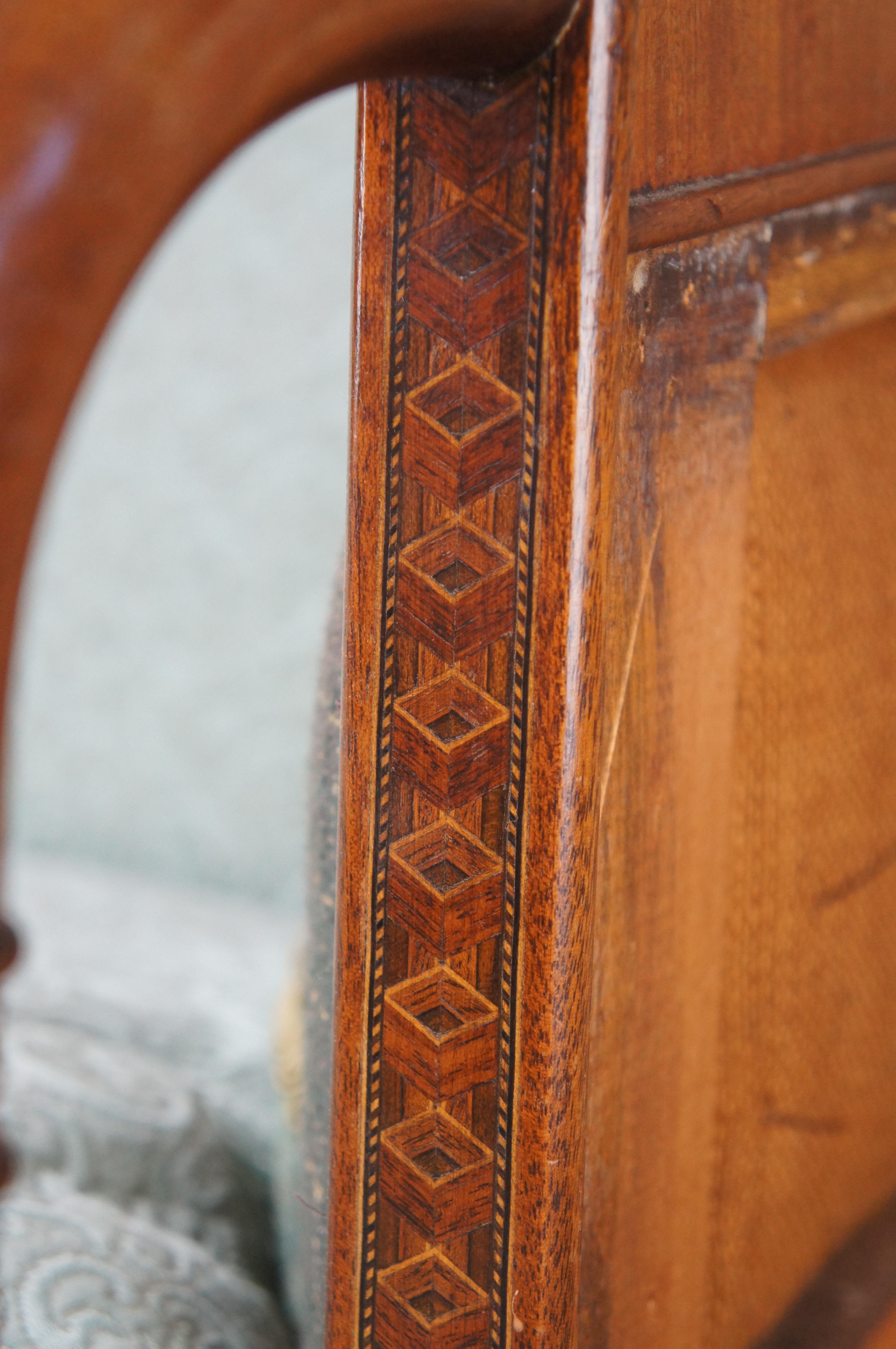Rare banquette de canapé fédérale américaine ancienne en acajou incrusté Boston Massachusetts Abîmé - En vente à Dayton, OH