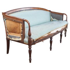 Seltenes antikes amerikanisches Federal Mahagoni-Sofa mit Intarsien, Boston Massachusetts
