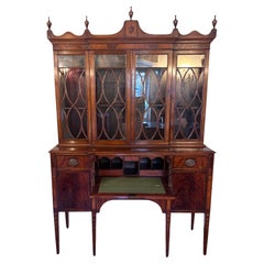Raro Secretario Americano Antiguo Hepplewhite Breakfront - Baltimore Maryland