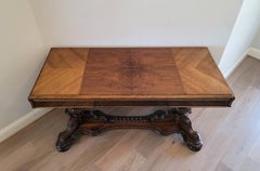 Rare Antique American Renaissance Extension Library Table, Signed